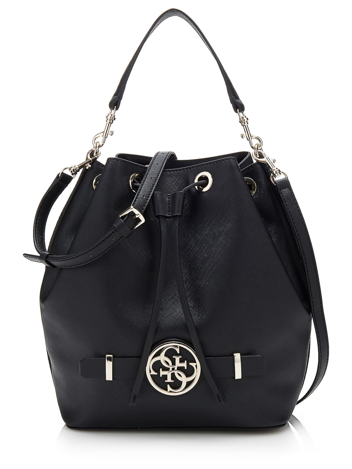 Guess Katlin Bucket Bag, Logo Details in Black | Lyst
