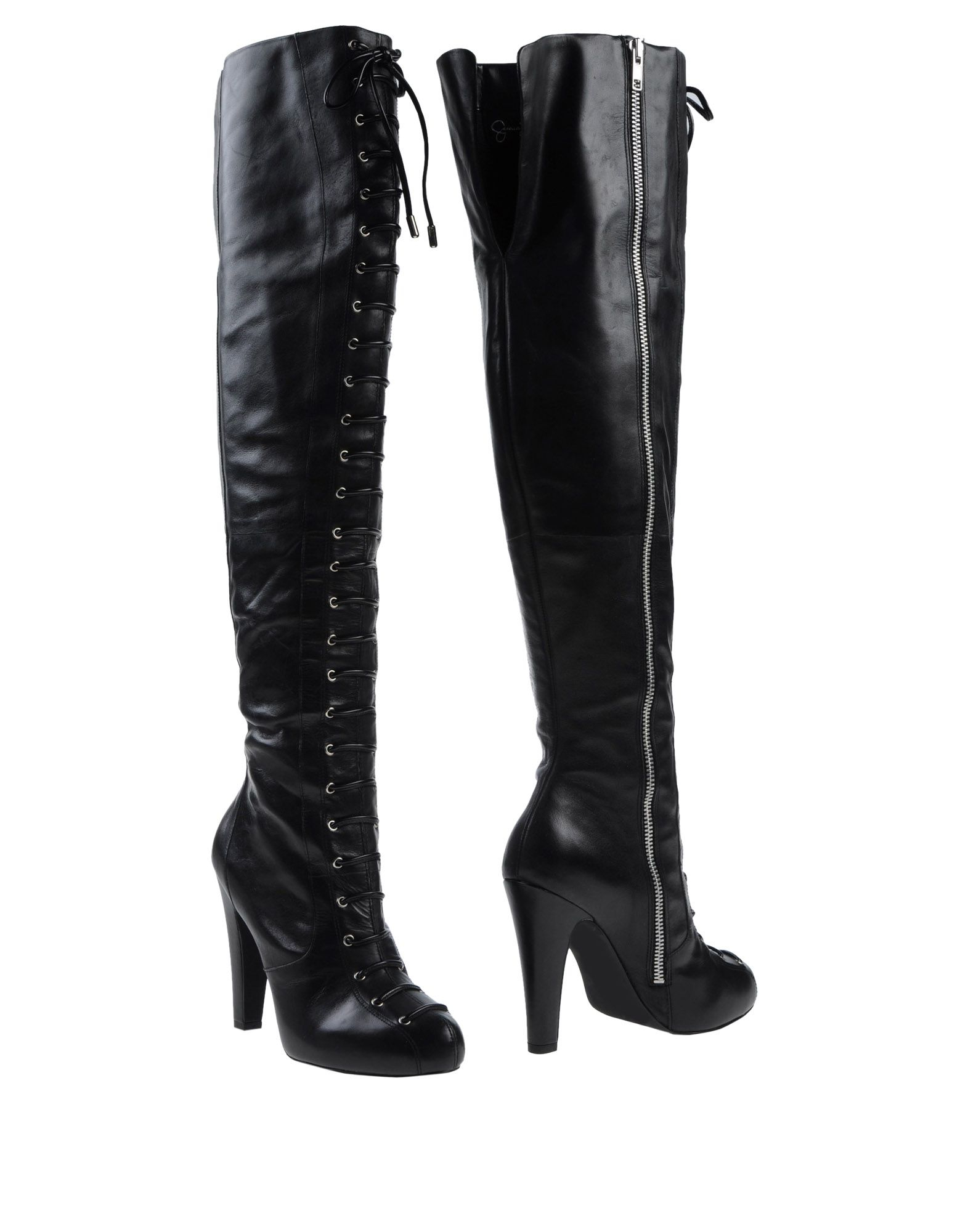 Lyst - Jessica Simpson Lace-Up Leather Over-The-Knee Boots in Black