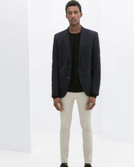 Zara Plain Navy Blue Blazer in Blue for Men (Navy blue) | Lyst