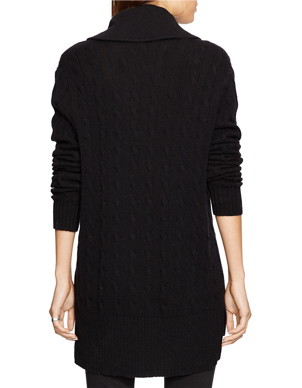 polo ralph merino shawl sweater in black lyst polo ralph merino shawl sweater in black lyst