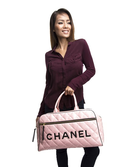 Chanel Preowned Pink Quilted Lambskin Xl Bowler Bag in Pink | Lyst  