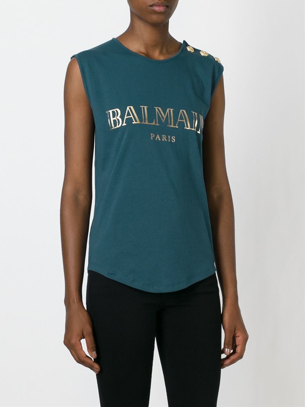 blue balmain t shirt