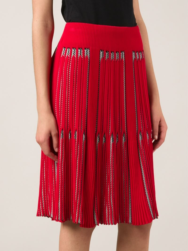 Sonia rykiel Pleated Knit Skirt in Red Lyst