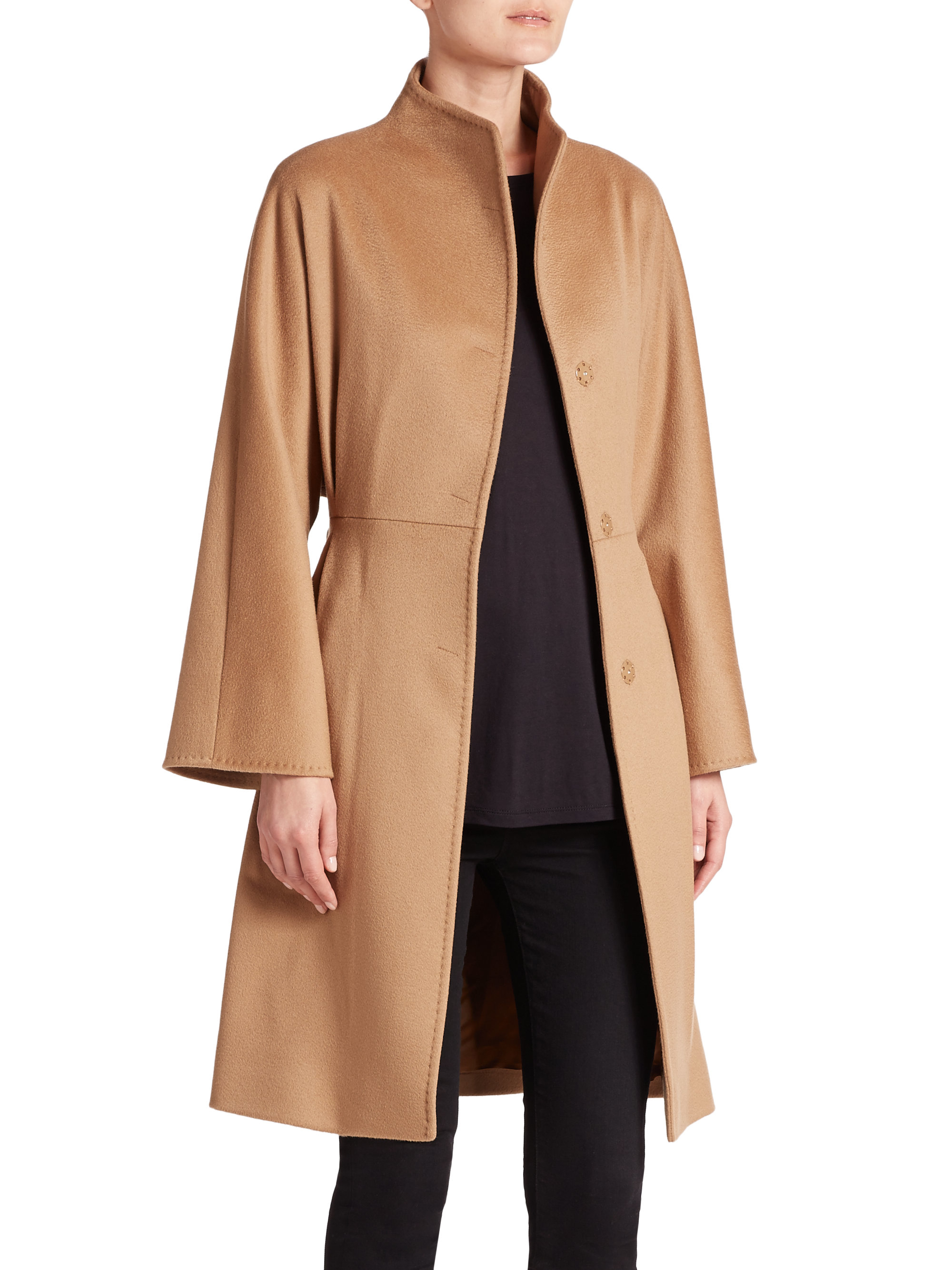 Cinzia rocca Belted Wool Coat in Natural | Lyst