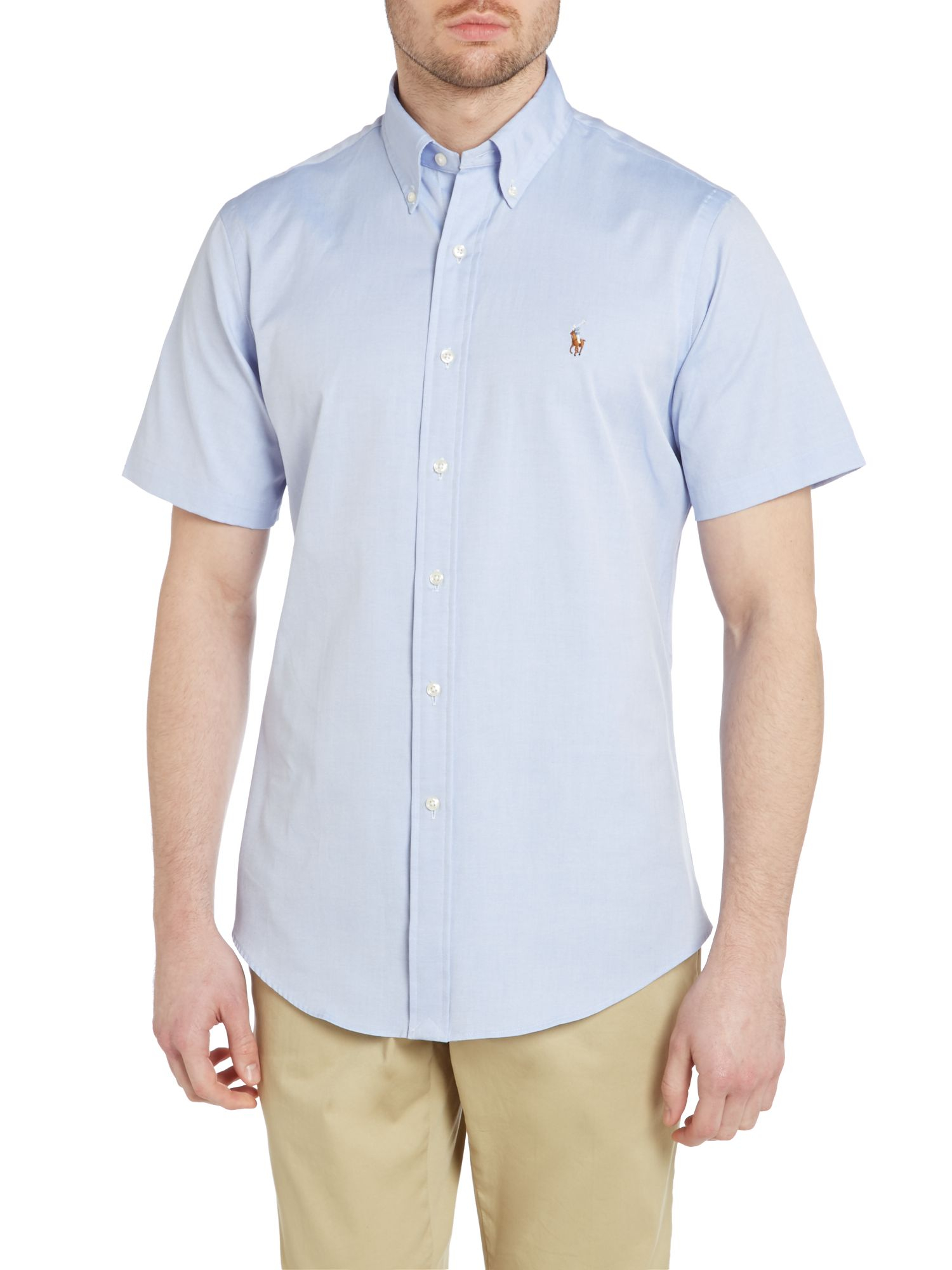 Polo ralph lauren Classic Short Sleeve Custom Fit Oxford Shirt in Blue ...