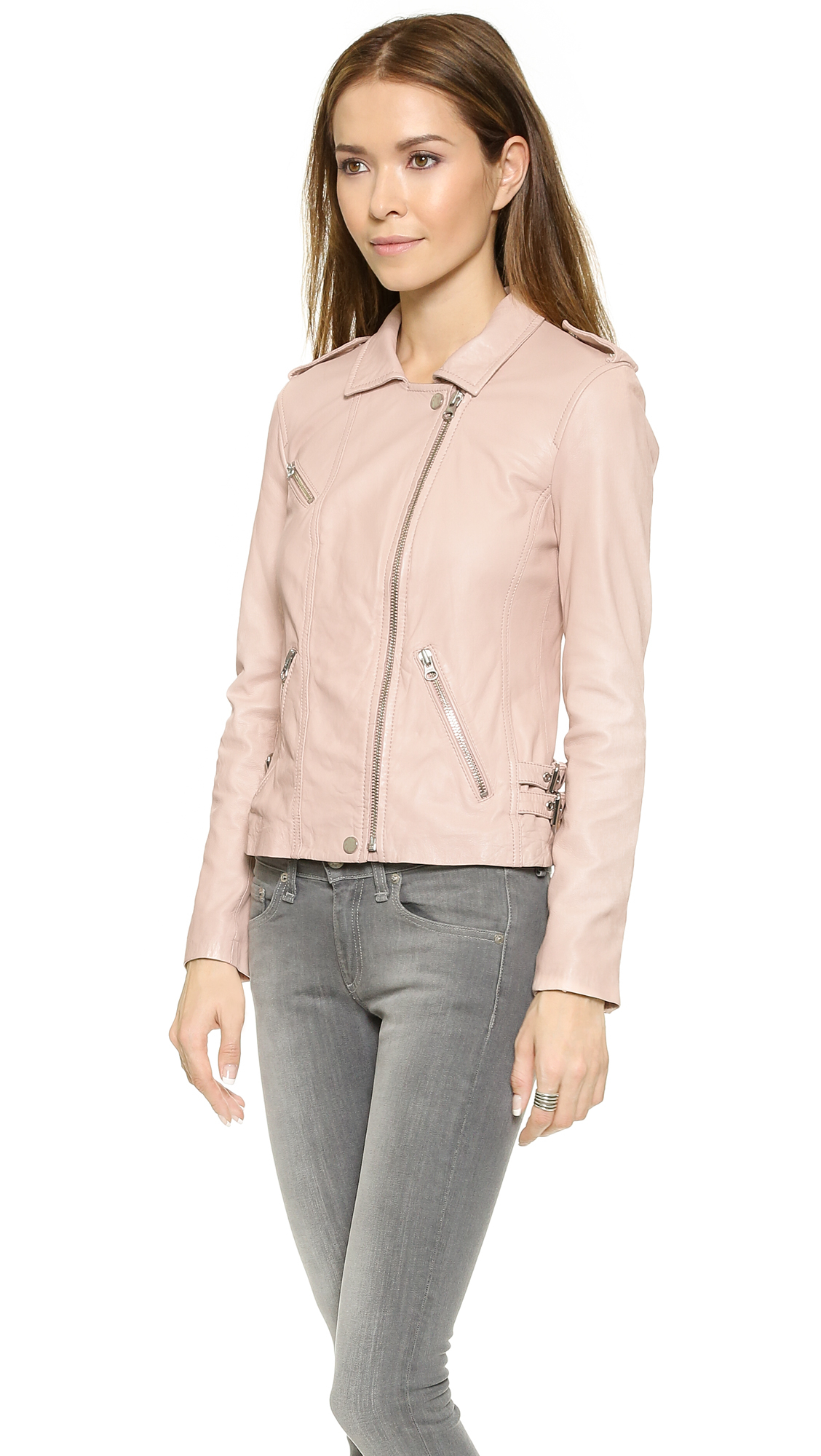 Rebecca Taylor Washed Leather Jacket In Natural Lyst Gallery