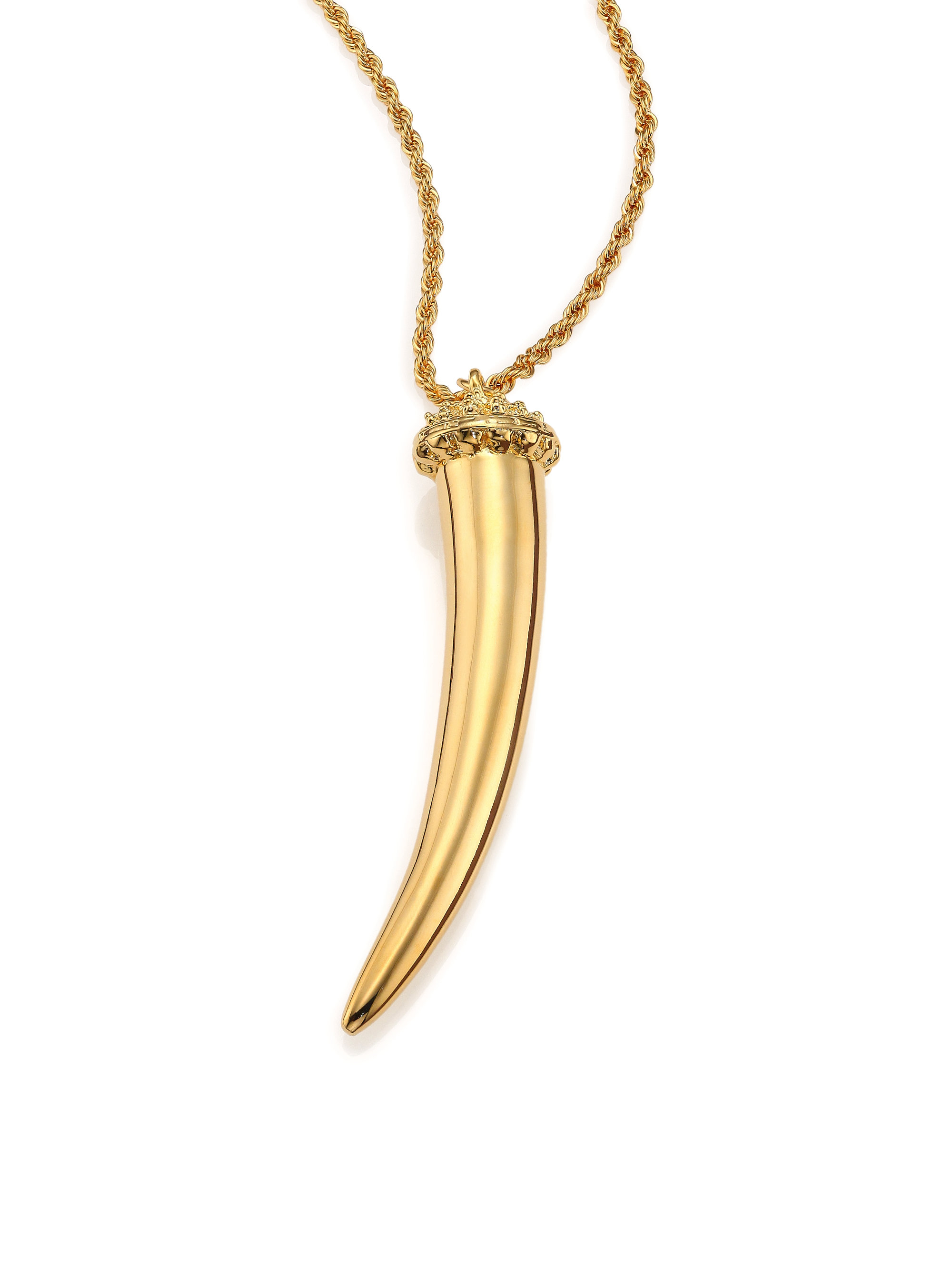 Kenneth jay lane Horn Long Pendant Necklace in Metallic | Lyst