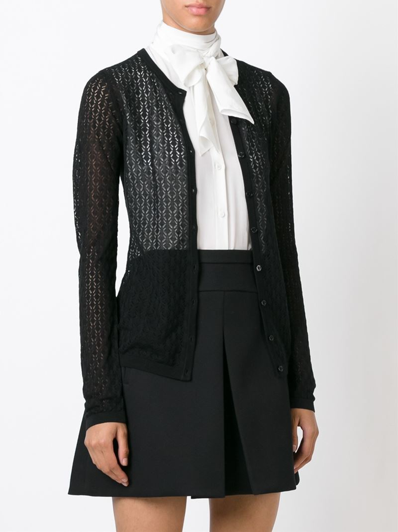 Dolce & gabbana Lace Knit Cardigan in Black | Lyst