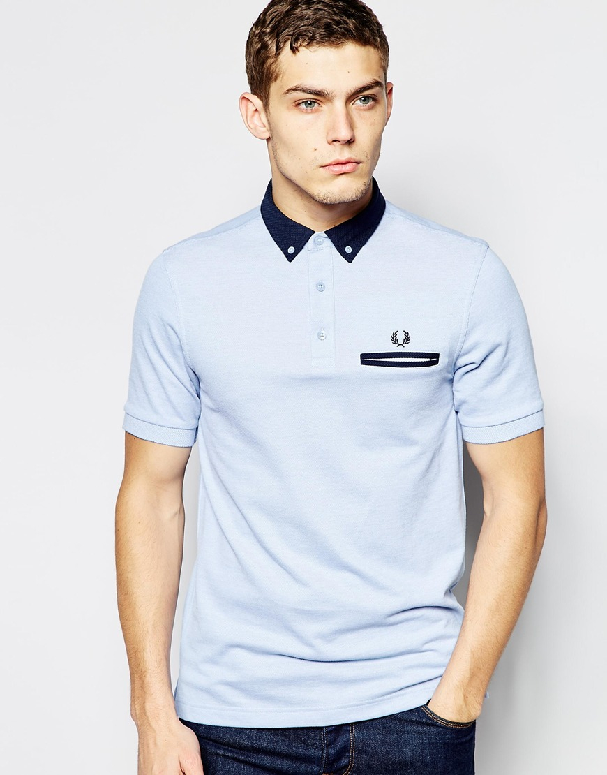 Lyst - Fred Perry Polo Shirt With Contrast Collar Slim Fit in Blue for Men