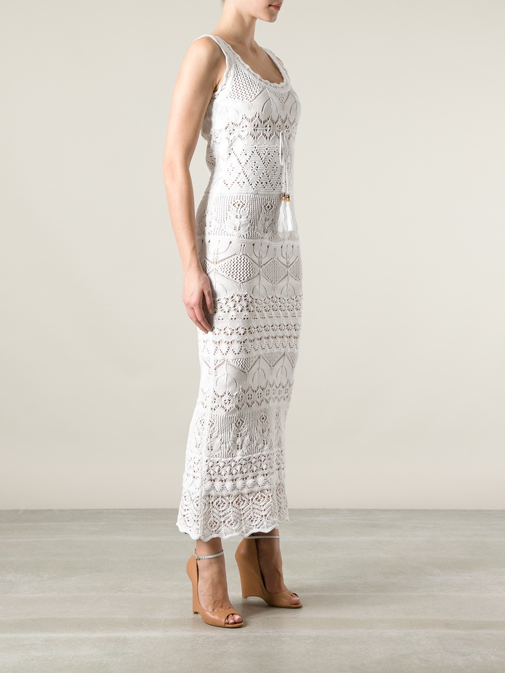 Emilio pucci Crochet Knit Dress in White | Lyst