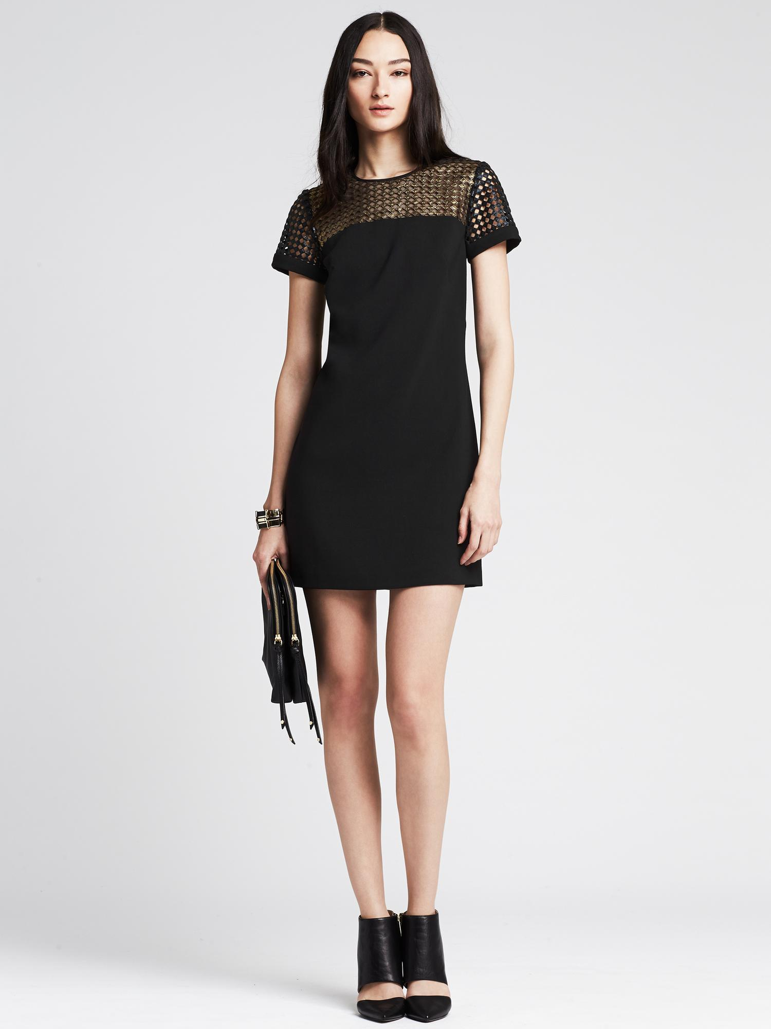 Banana republic Metallic Lace Tee Dress in Black (BR black) Lyst