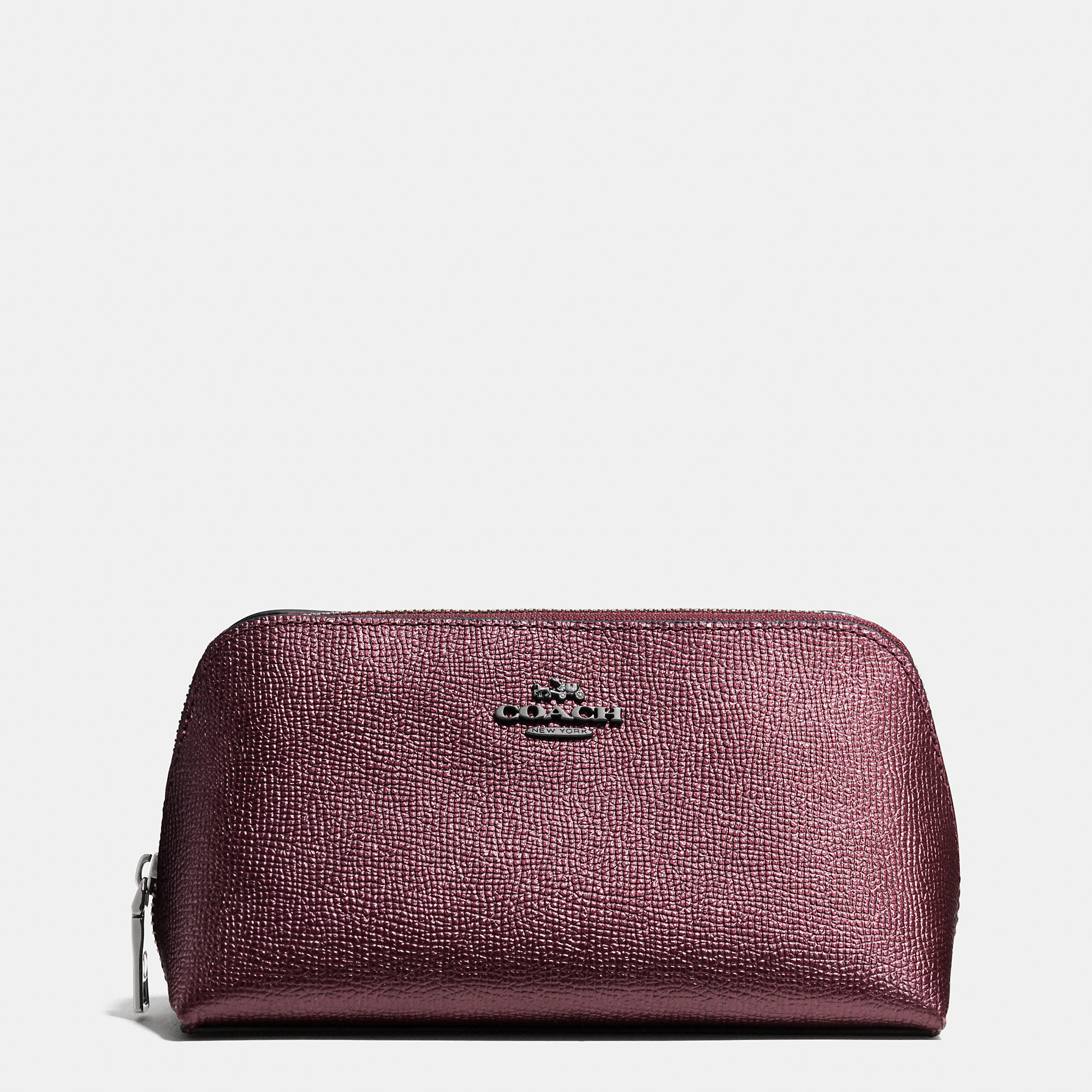 Lyst COACH Cosmetic Case 17 In Metallic Crossgrain Leather in Purple