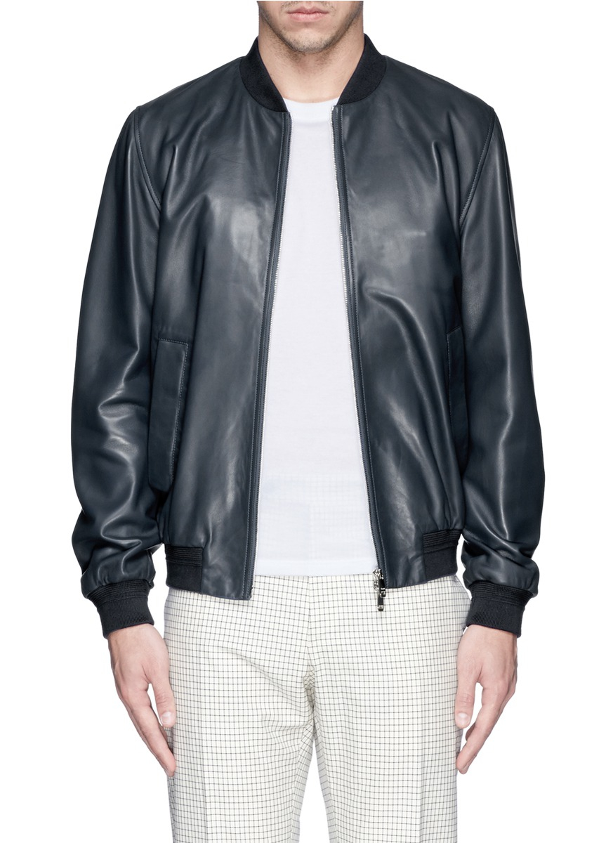 Lyst - FaÃ§onnable Leather Bomber Jacket in Blue for Men