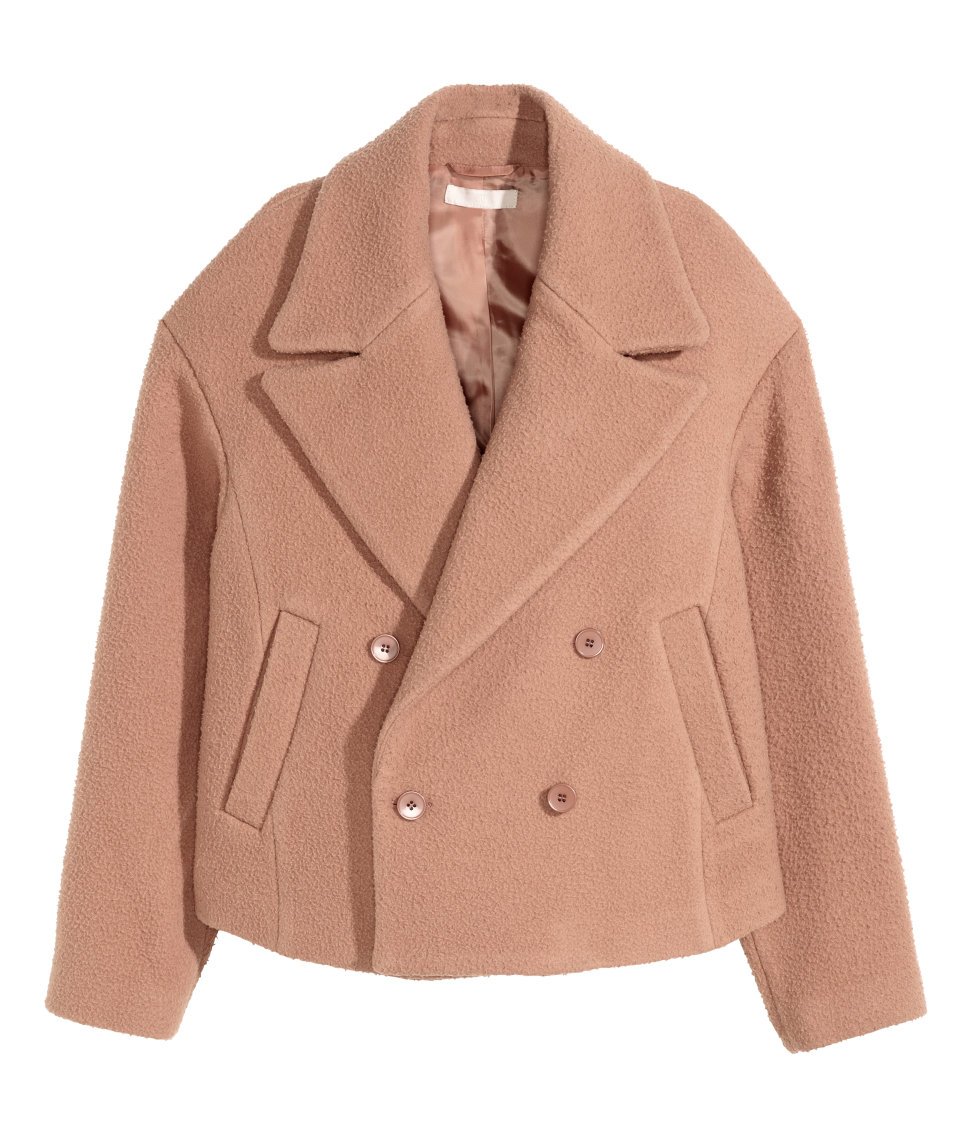 Lyst - H&M Short Wool-blend Pea Coat in Pink