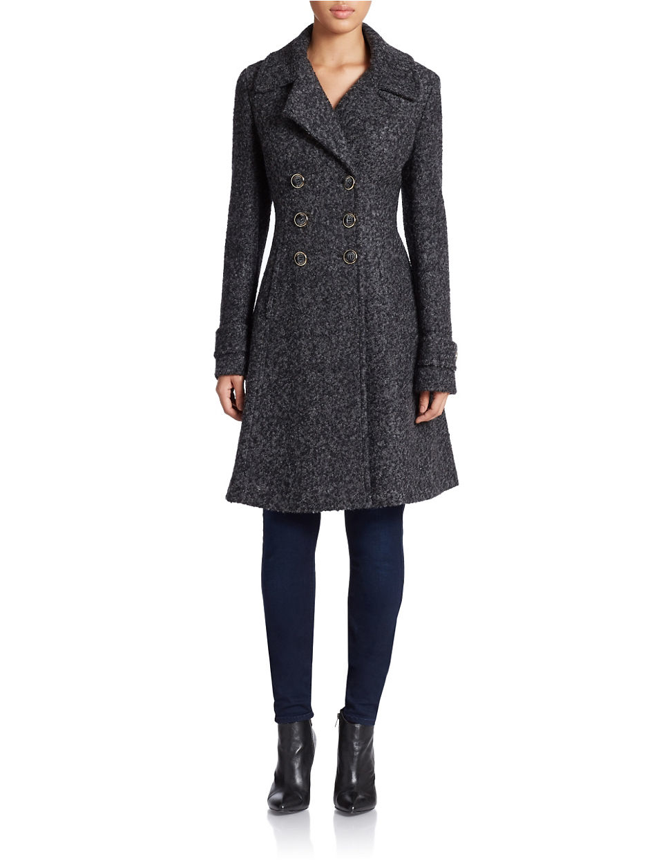 Lyst - Ivanka Trump Double-breasted Fit-and-flare Coat in Black