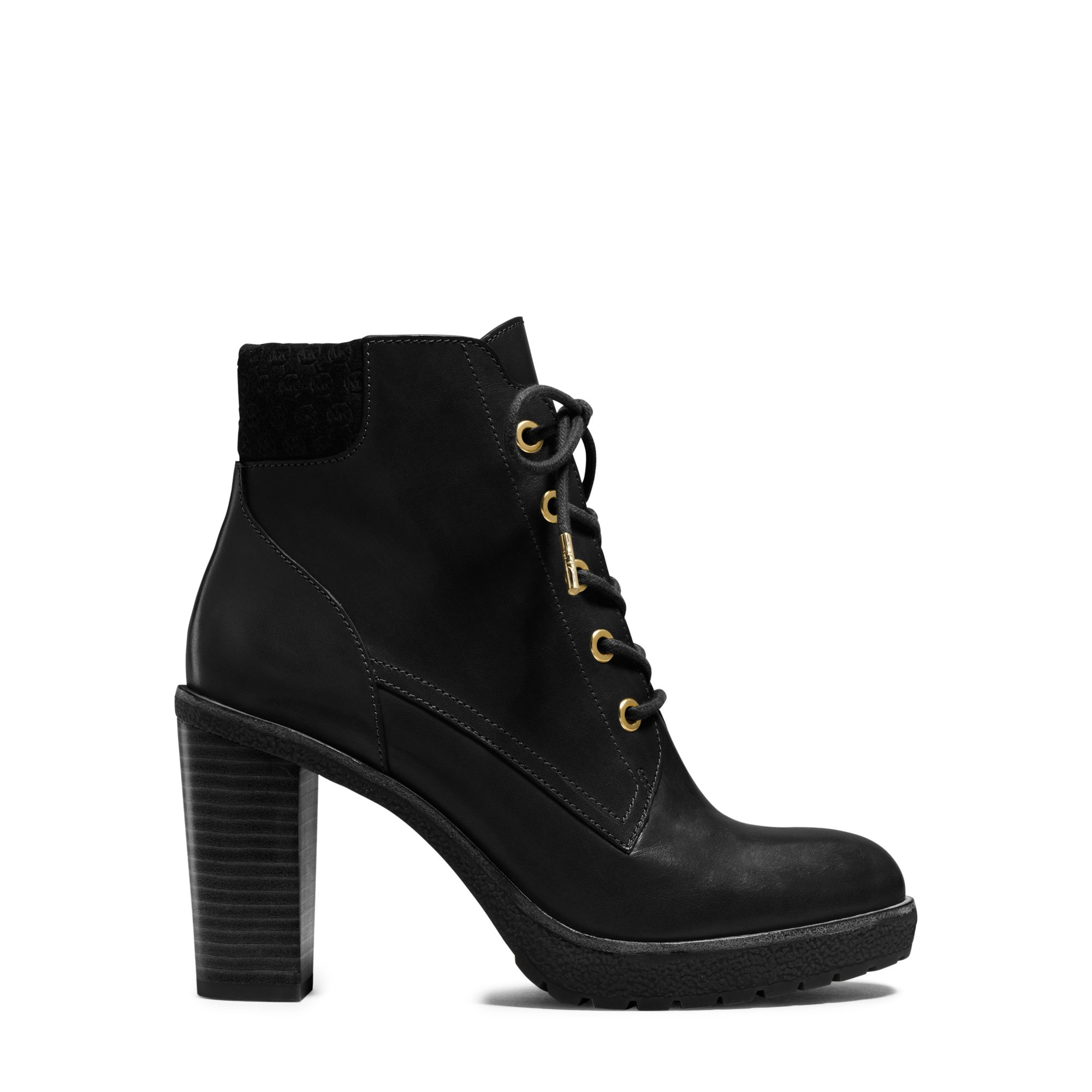 Lyst - Michael kors Kim Lace-up Leather Ankle Boot in Black