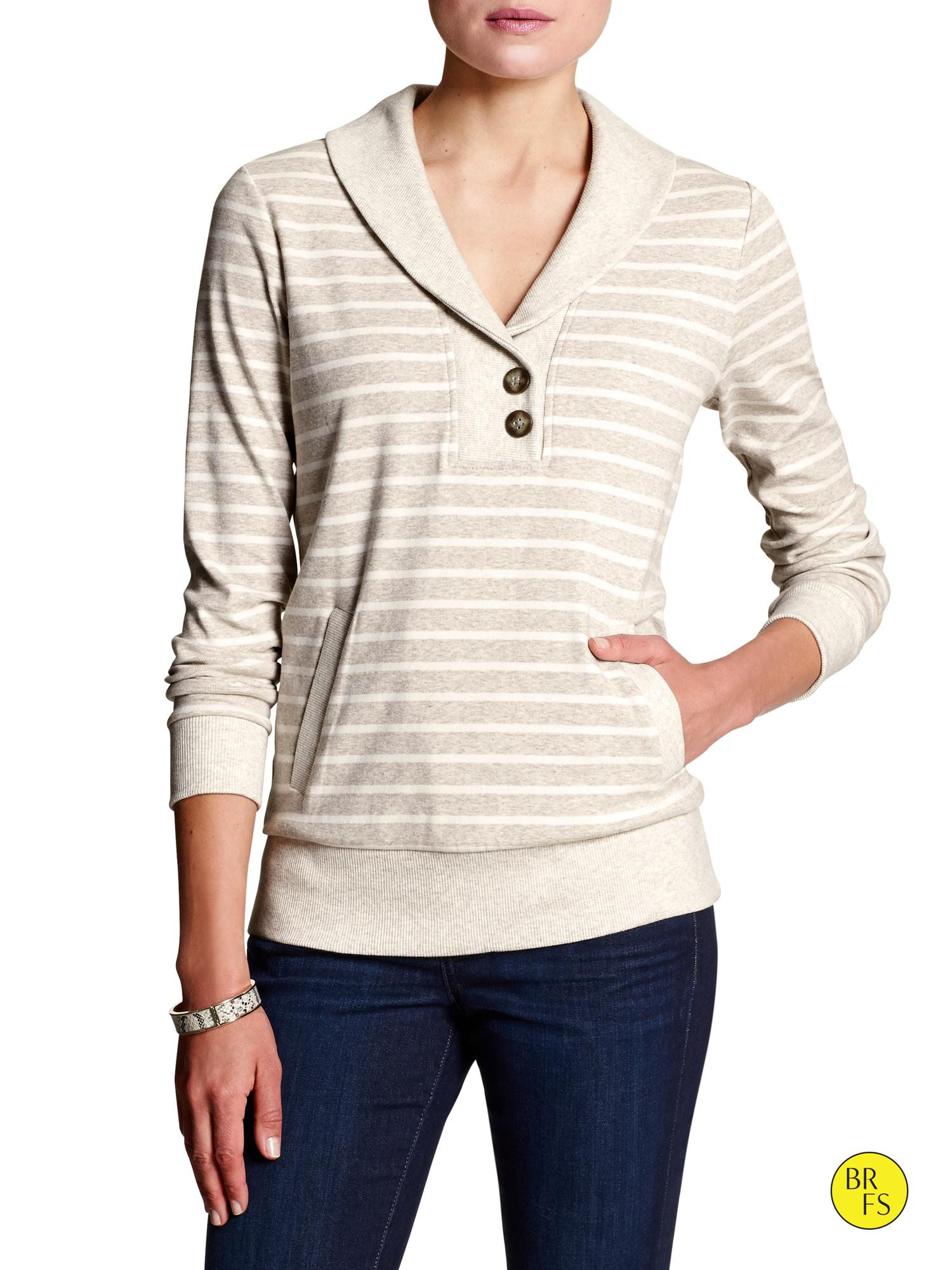 Lyst Banana Republic Factory Stripe Shawl Collar Sweater Oatmeal