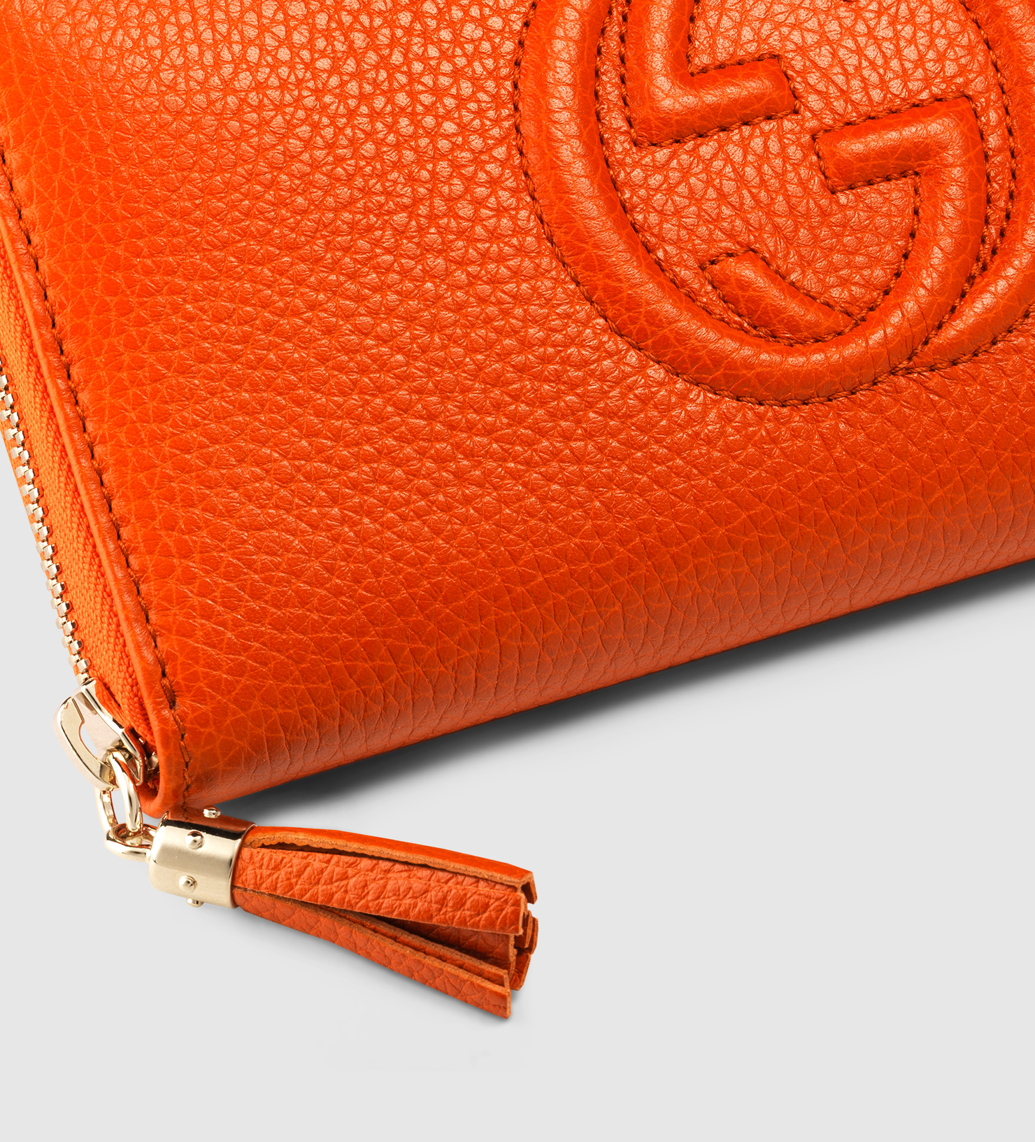 Lyst - Gucci Soho Leather Zip Around Wallet in Orange