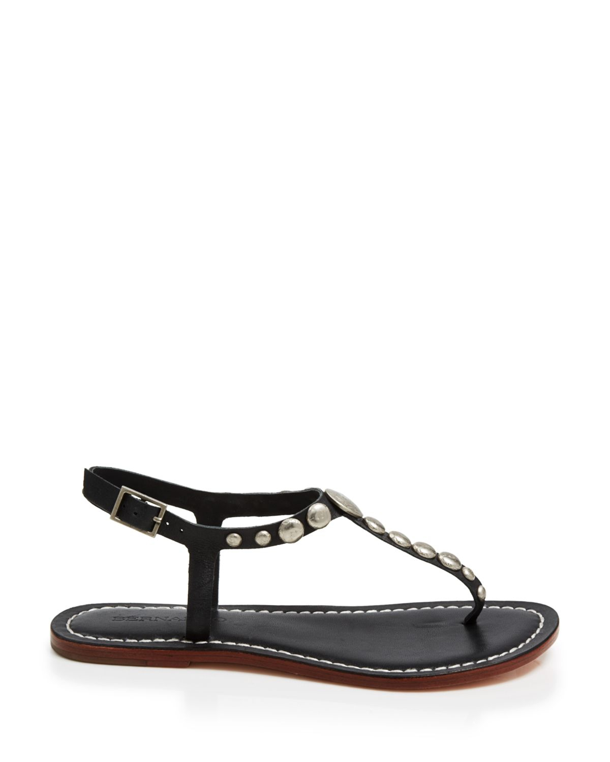 Bernardo T-strap Flat Sandals - Mojo Slingback in Black | Lyst