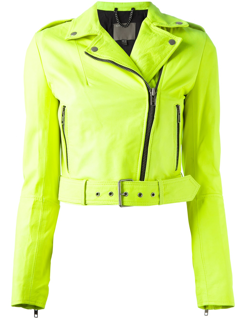 Muubaa Cropped Biker Jacket In Green Lyst Gallery