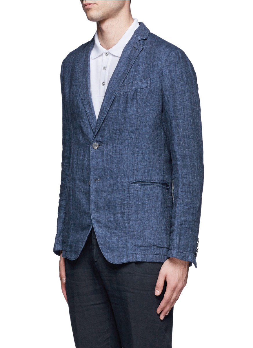 Lyst - Armani Linen Jean Blazer in Blue for Men