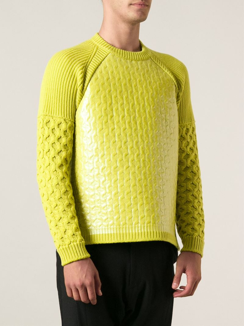 Lyst - Kenzo Coated Cable Knit Sweater in Green for Men