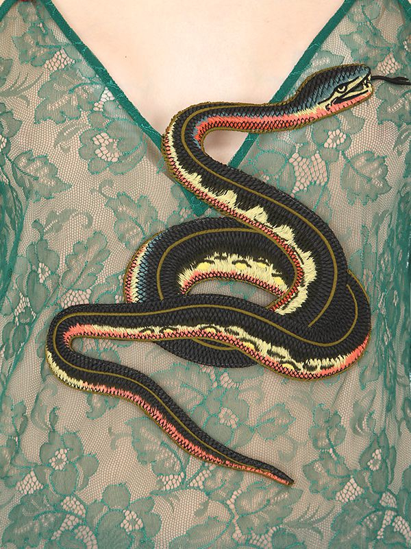 Gucci Embroidered Snake Chantilly Lace Top in Green  Lyst