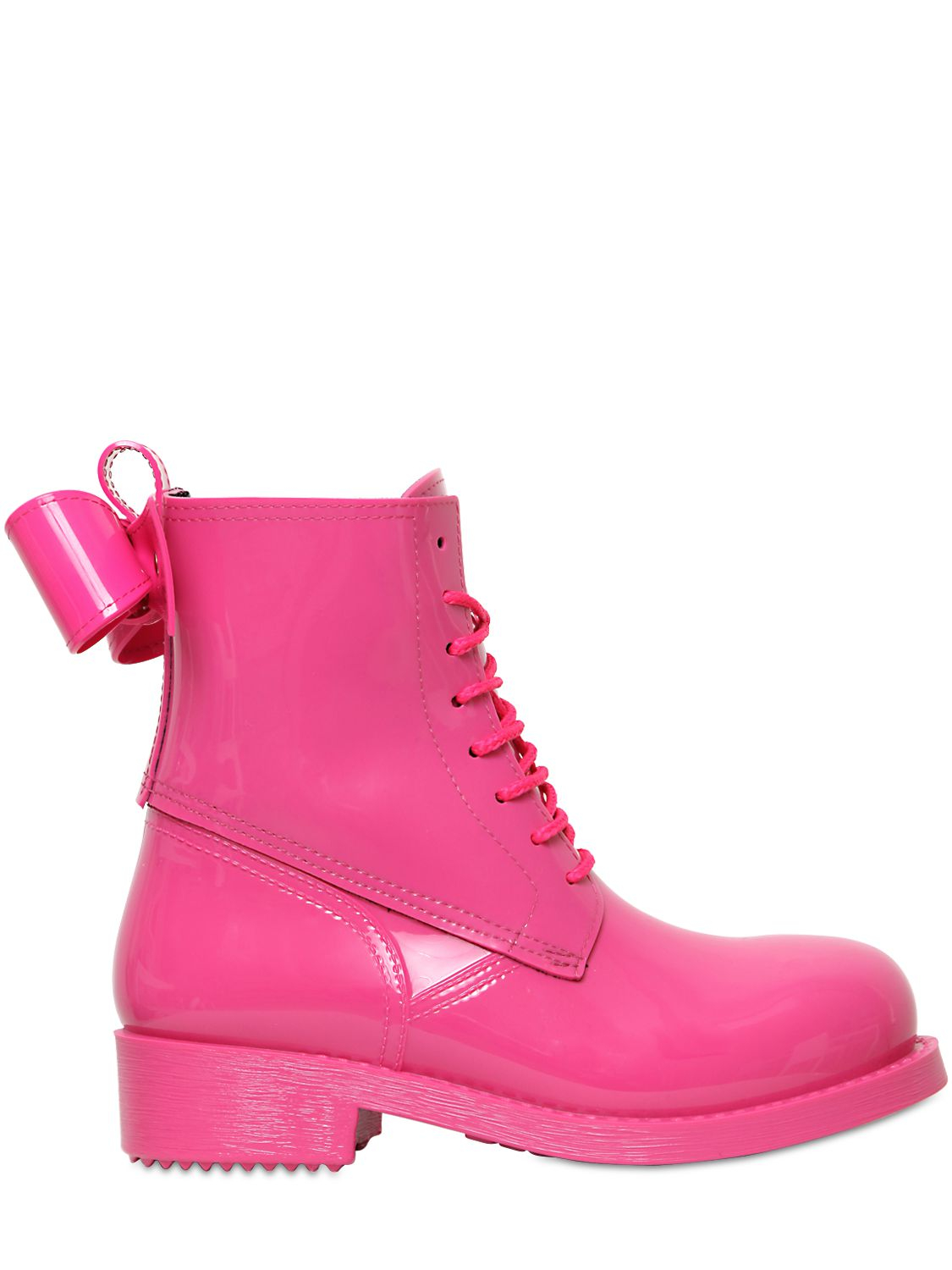 Lyst - Red valentino 40mm Rubber Lace Up Bow Boots in Pink