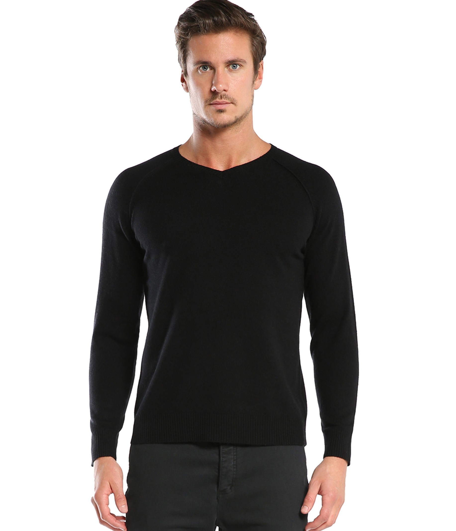 Michael Stars Cashmere Blend V Neck Sweater W/ Suede Elbow Patches in ...