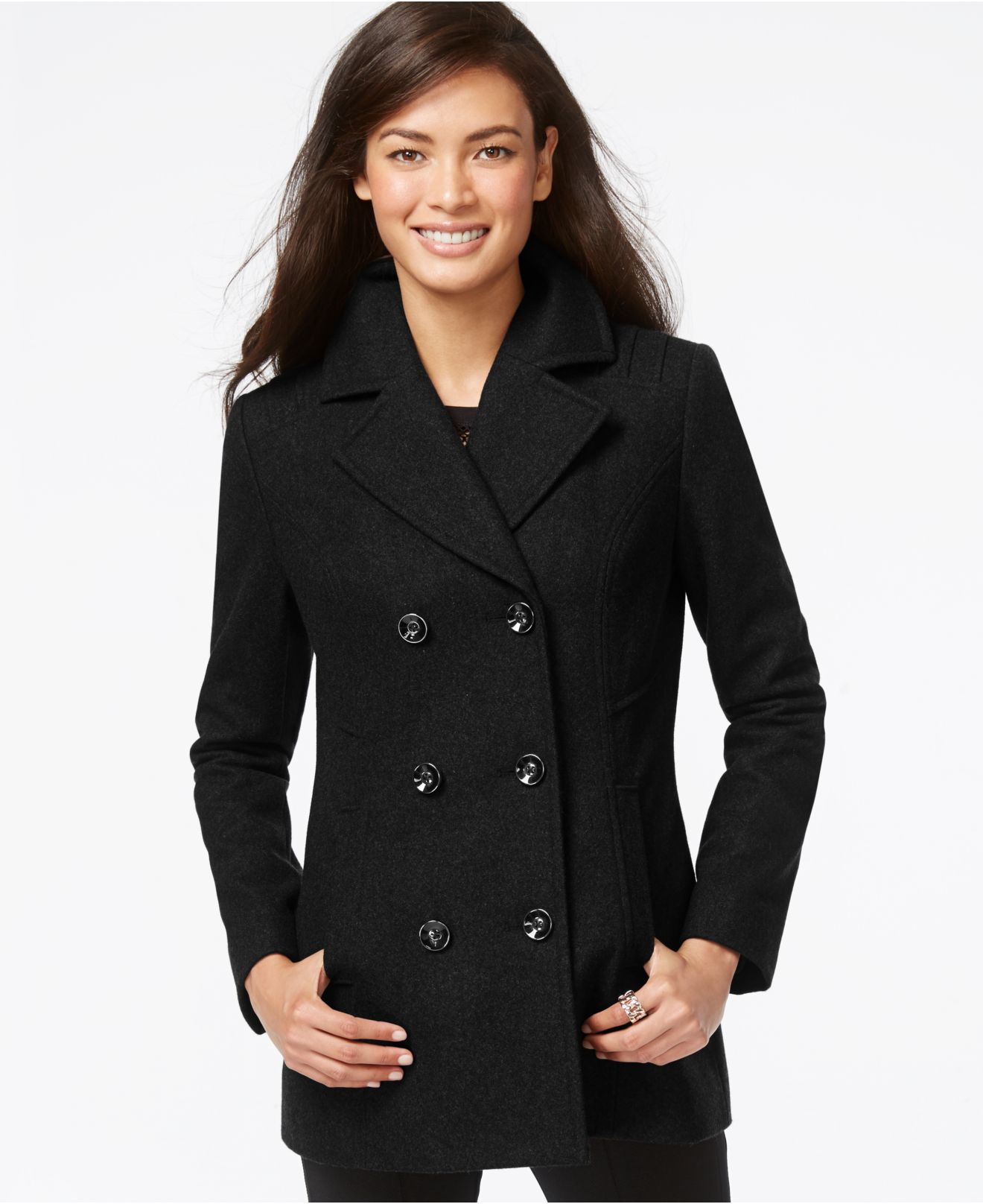 Lyst - Inc International Concepts Double-breasted Peacoat in Black