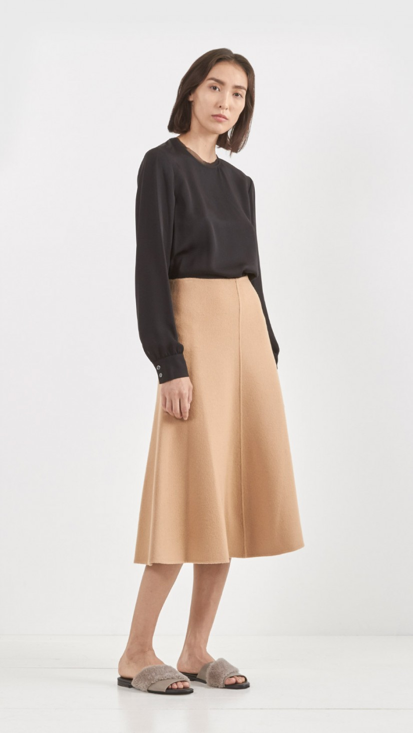 Theory Uthema Wool Cashmere Skirt in Natural | Lyst