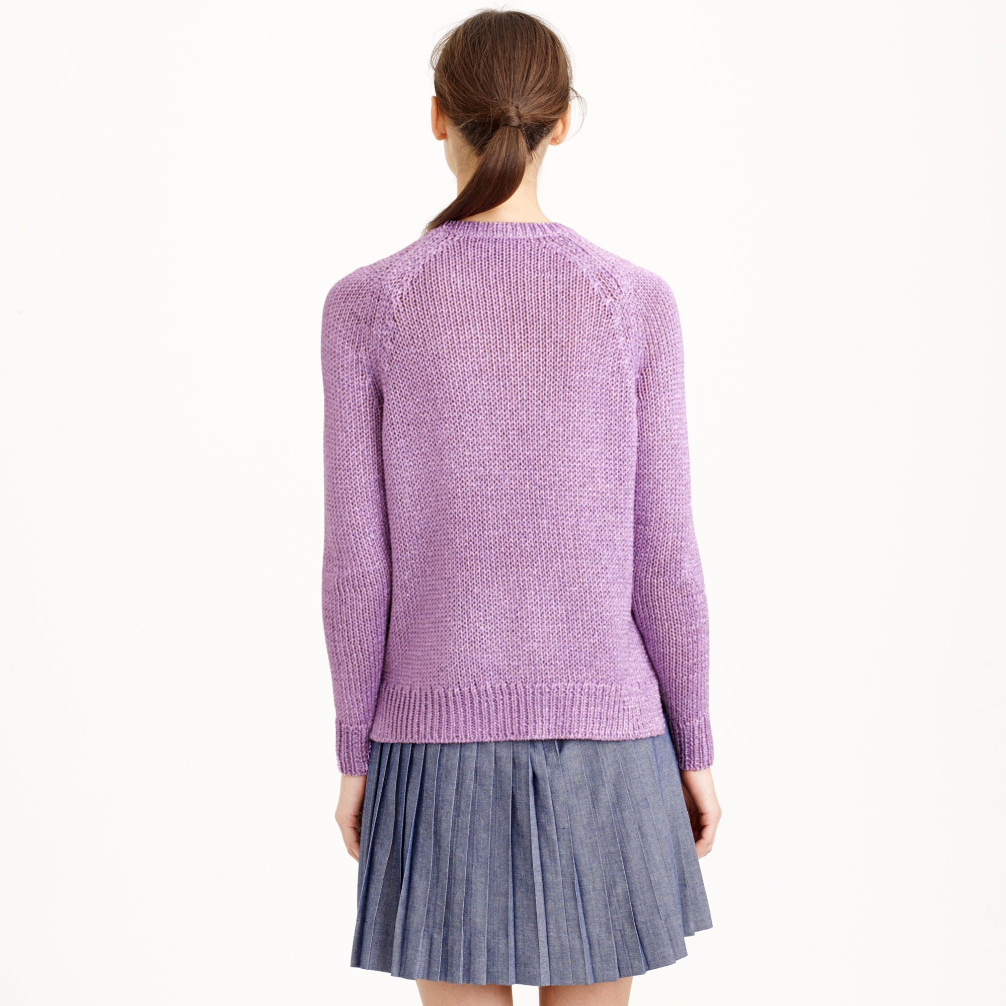 J.crew Metallic Side-slit Sweater in Purple | Lyst