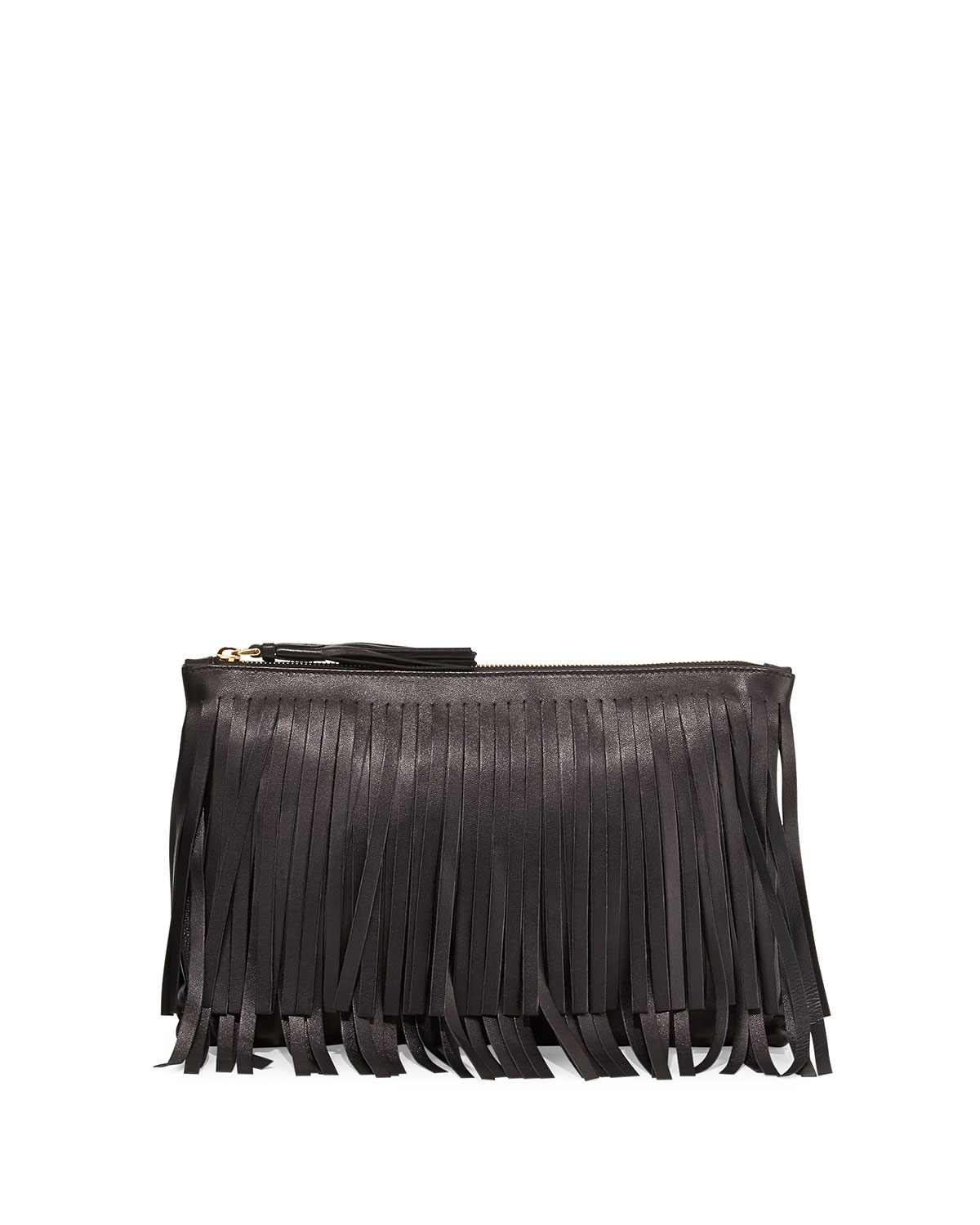 Prada Top-zip Fringe Clutch Bag in Black (Black (Nero)) | Lyst  