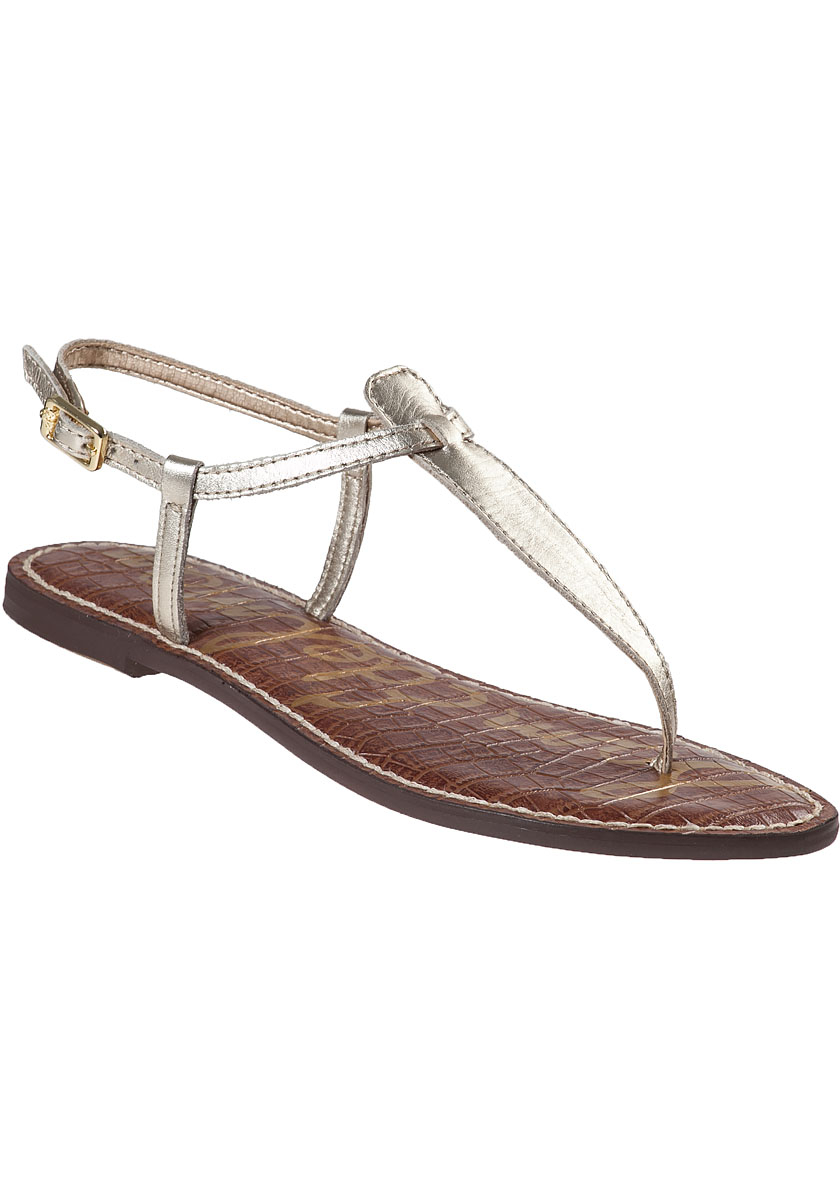 Sam edelman Gigi Leather Thong Sandals in Gold | Lyst