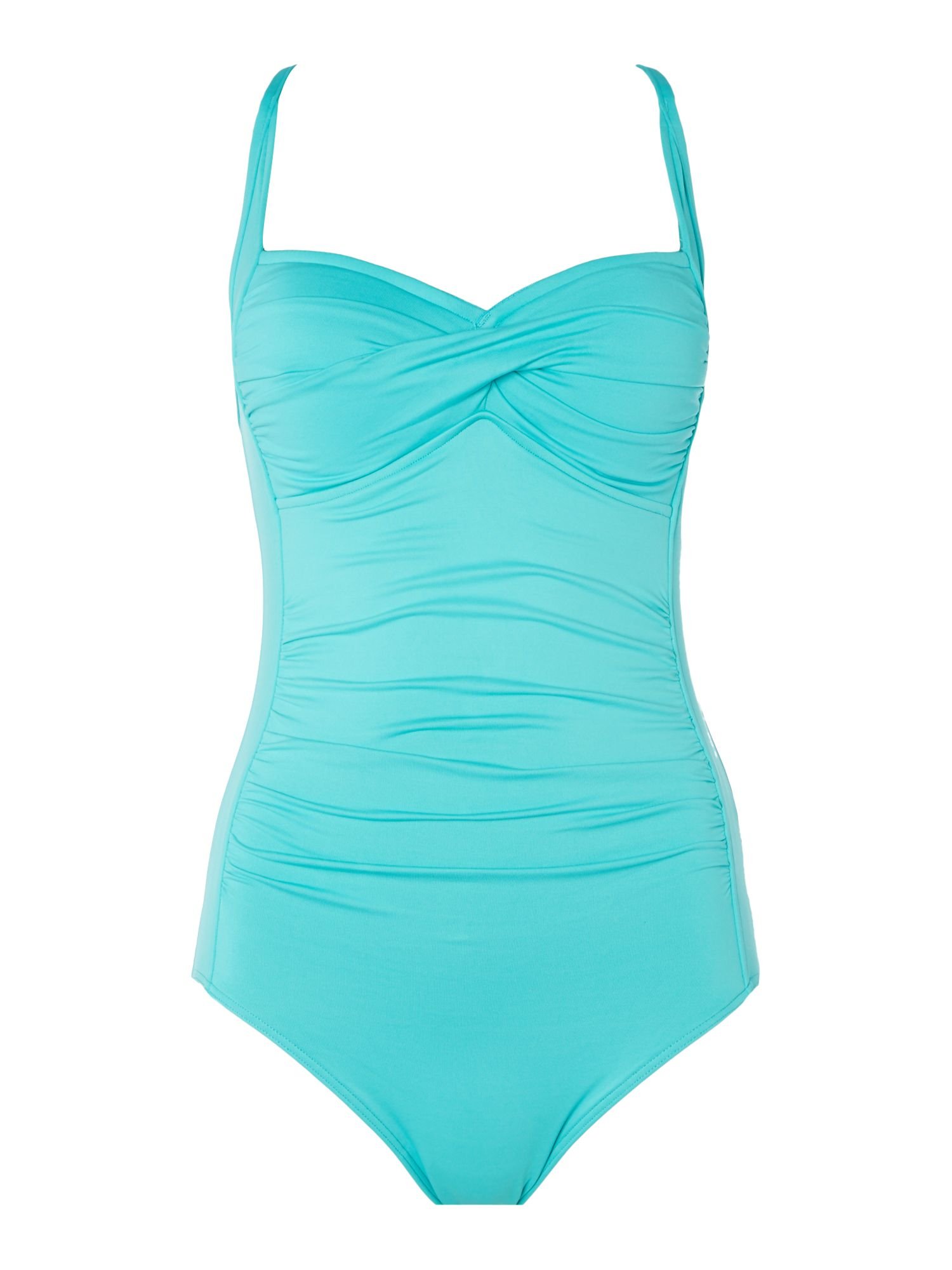 Seafolly Goddess Twist Halter Maillot Swimsuit in Teal (Green) | Lyst