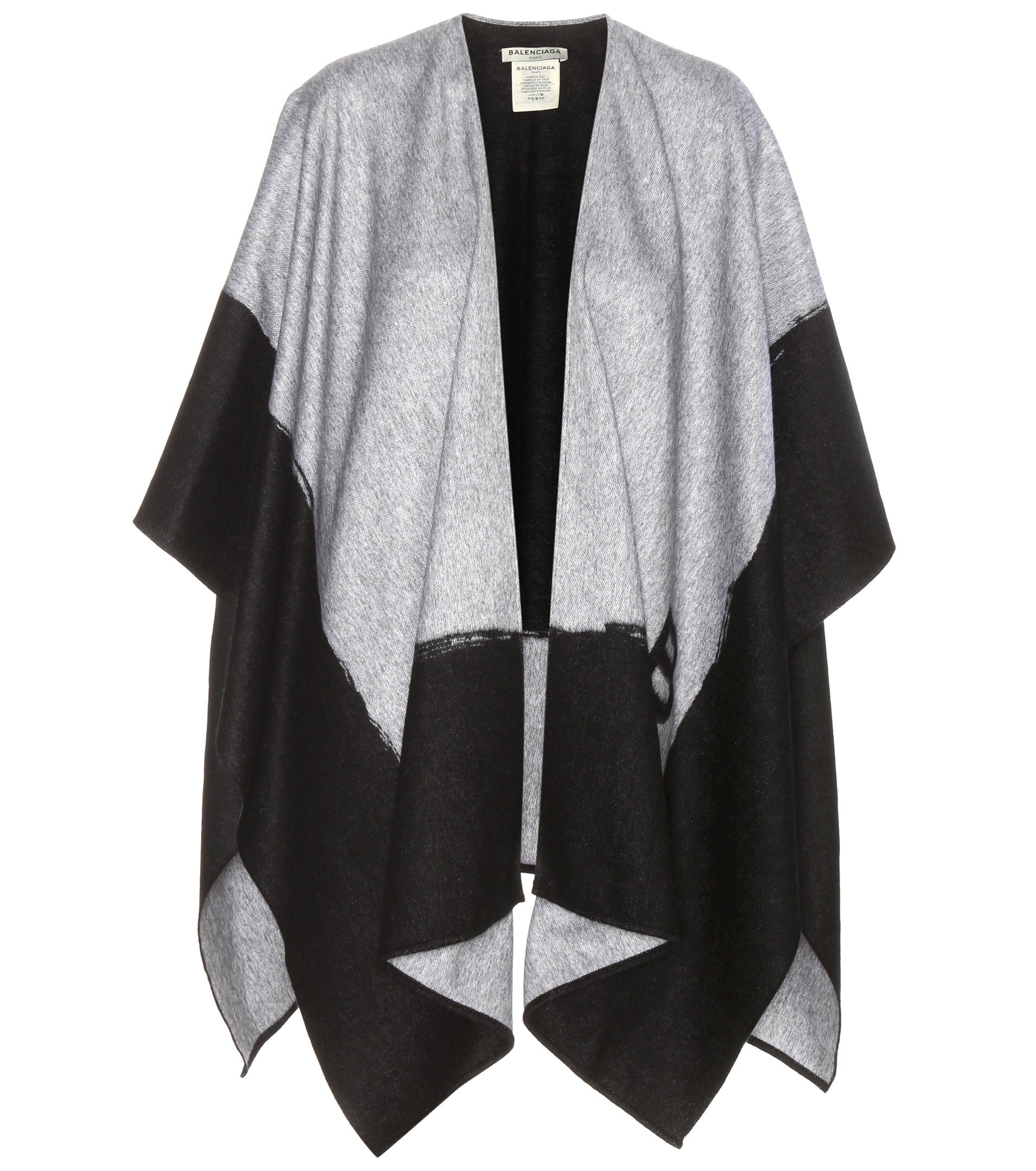 Balenciaga Cashmere And Wool Poncho in Black - Lyst