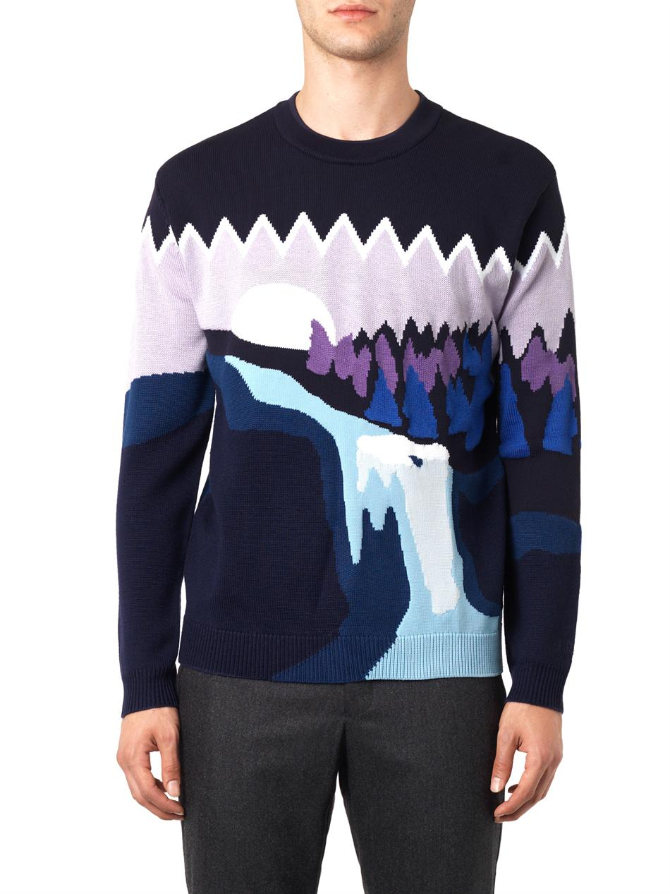 Lyst Kenzo Landscape IntarsiaKnit Sweater in Blue for Men