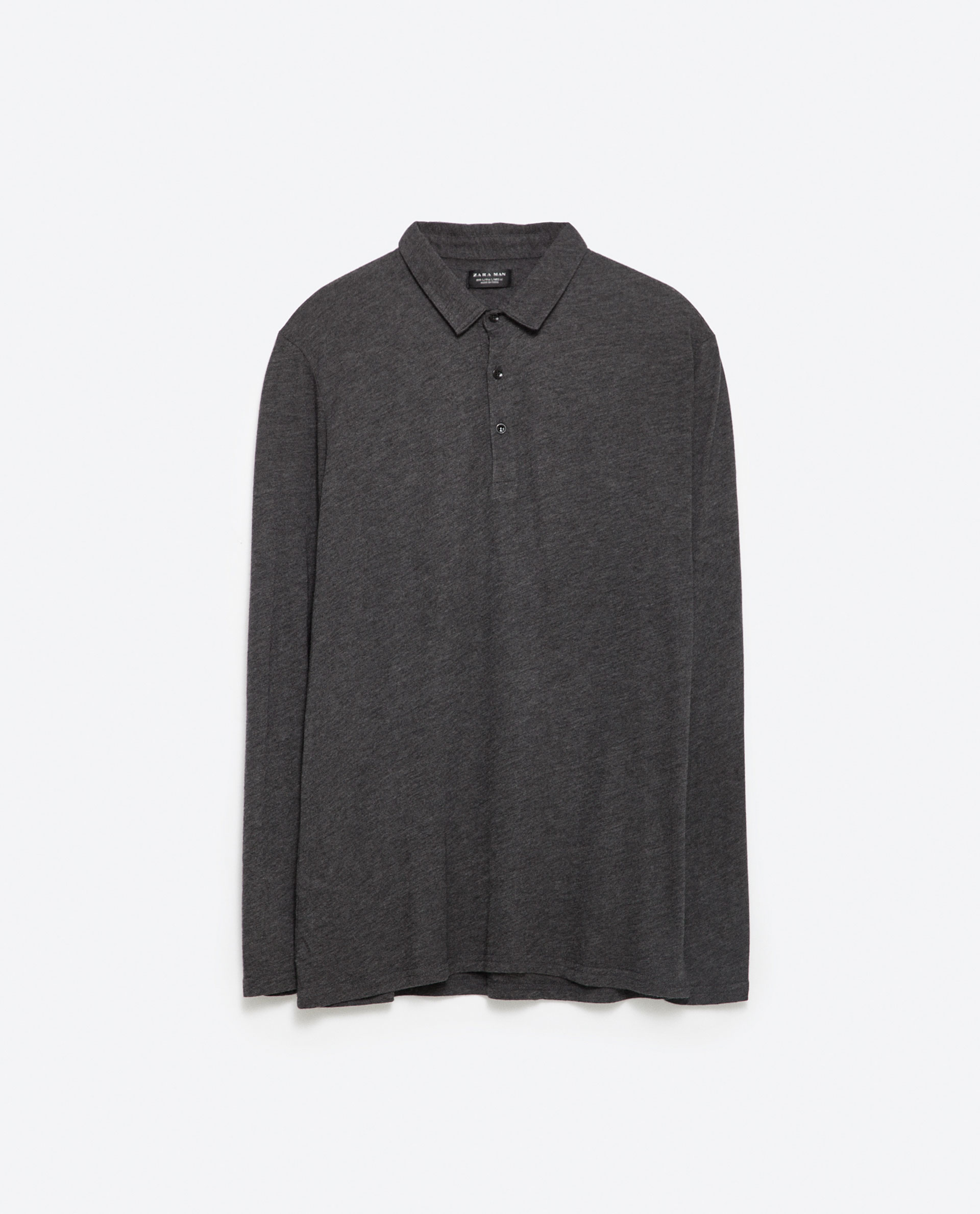 Download Zara Long Sleeve Polo Shirt in Black for Men | Lyst