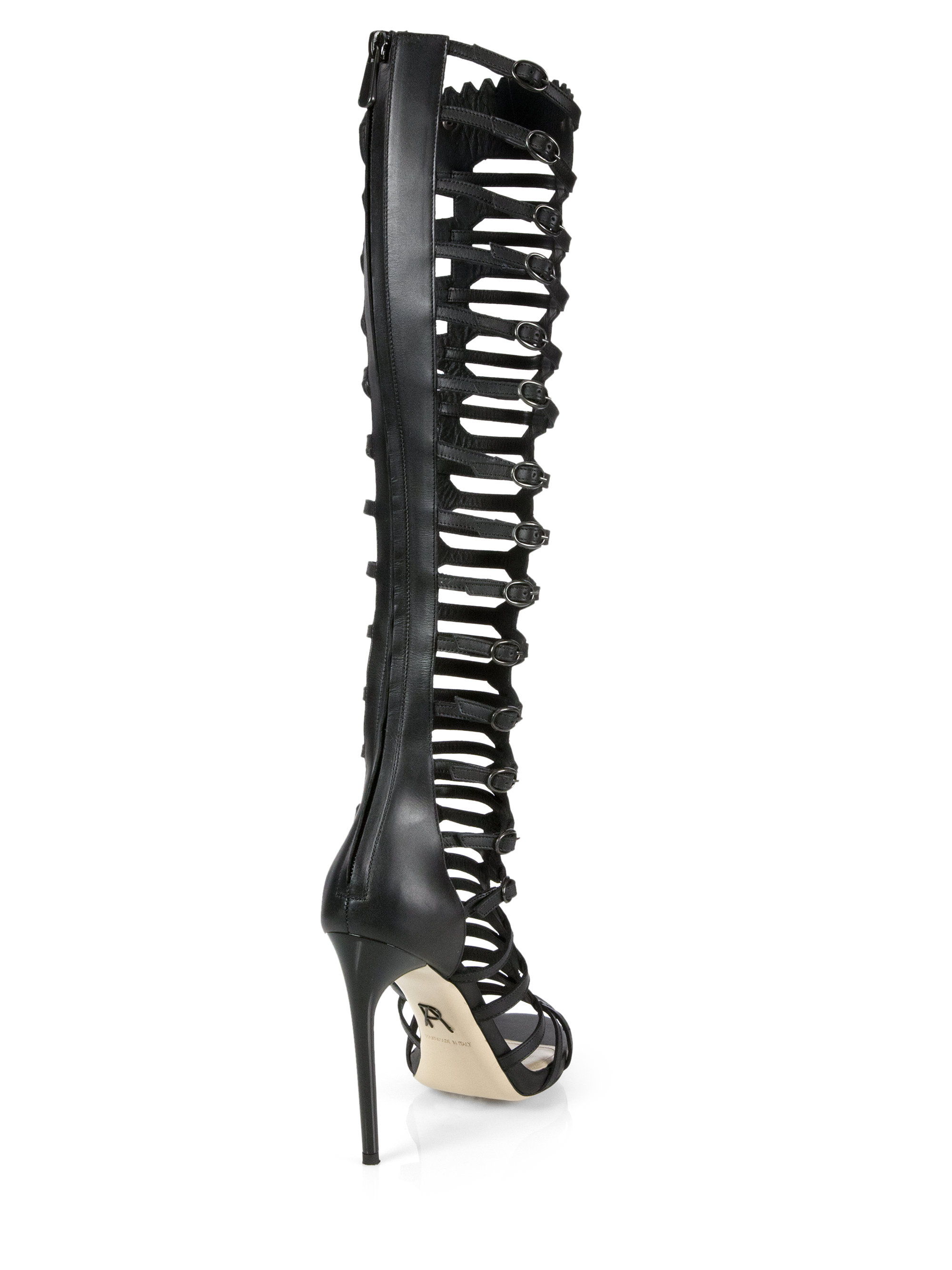 Lyst - Paul Andrew Athena Knee-High Gladiator Sandals in Black