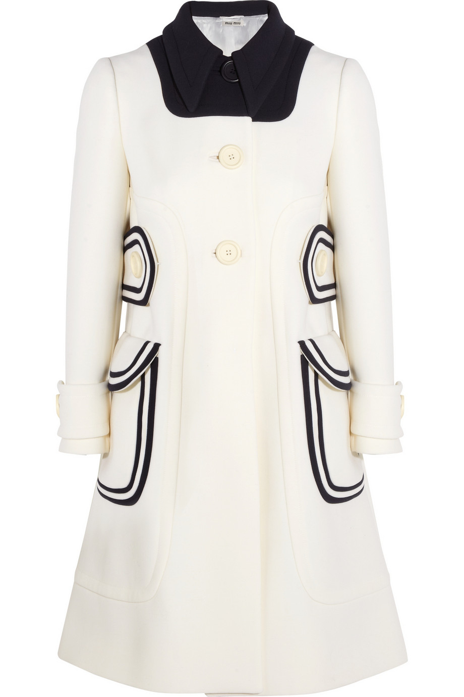 Miu miu A-Line Wool Piquã Coat in White | Lyst