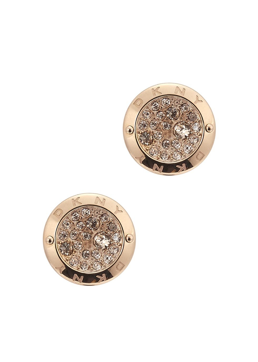 Lyst Dkny Rose Gold Tone Pavé Earrings In Pink Gallery