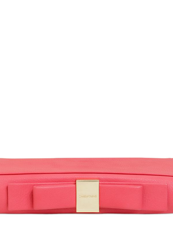 See by chlo Leather Clutch With Bow in Pink (FLAMING PINK) | Lyst