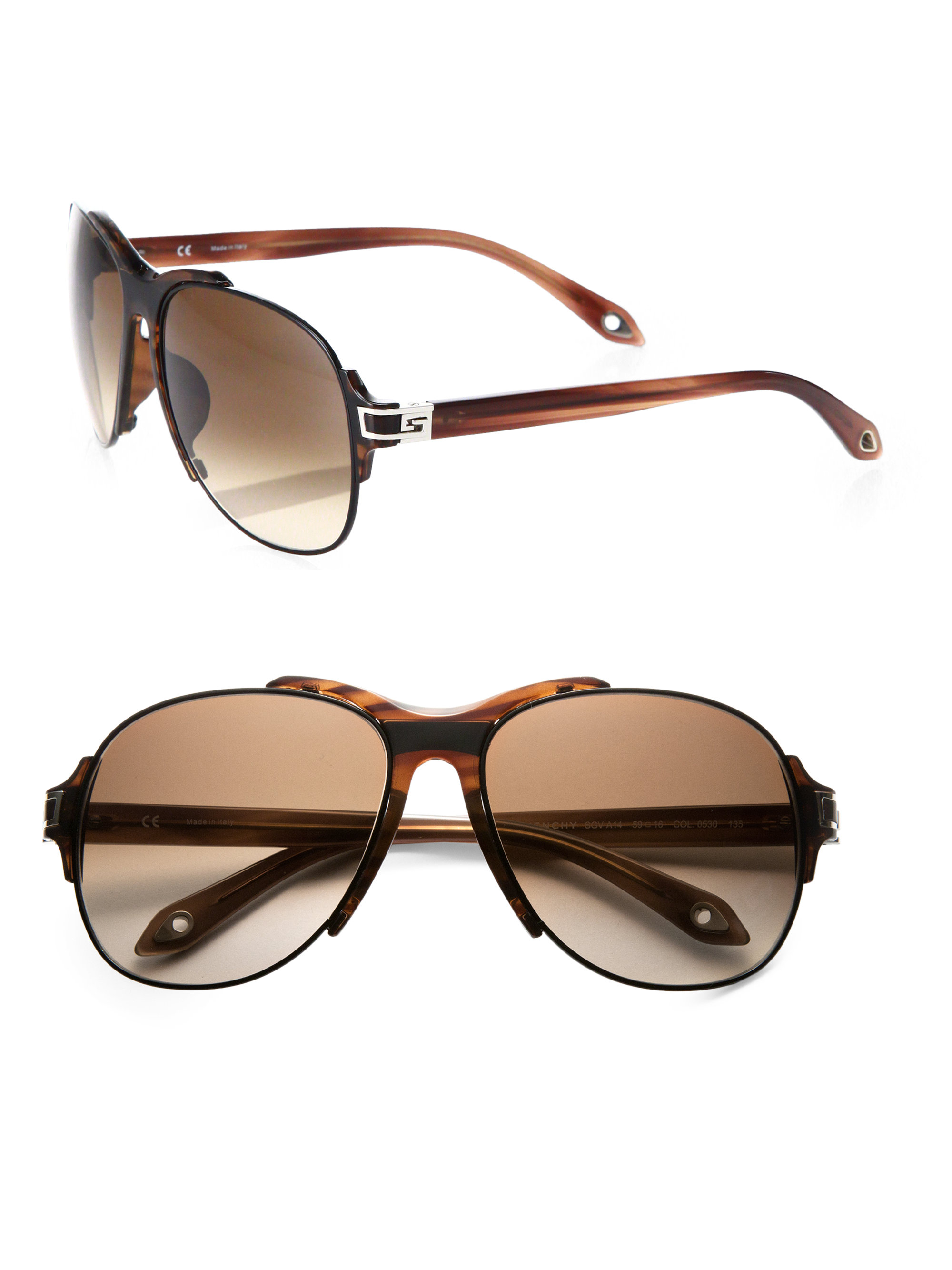 Givenchy Metal And Resin Aviator Sunglasses in Brown for Men | Lyst