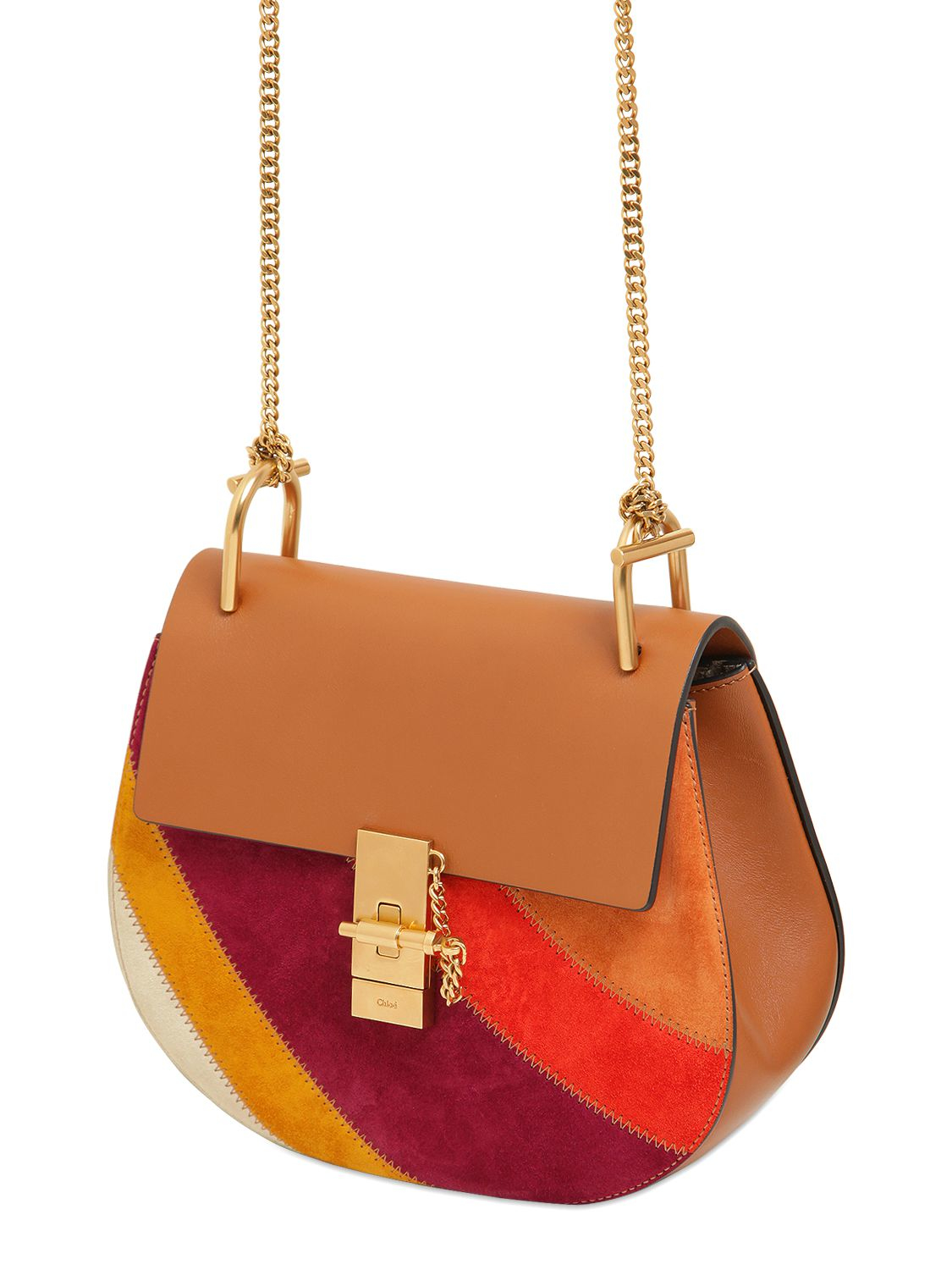 chloe purses prices - Chlo Small Drew Rainbow Patchwork Suede Bag in Red (BROWN) | Lyst