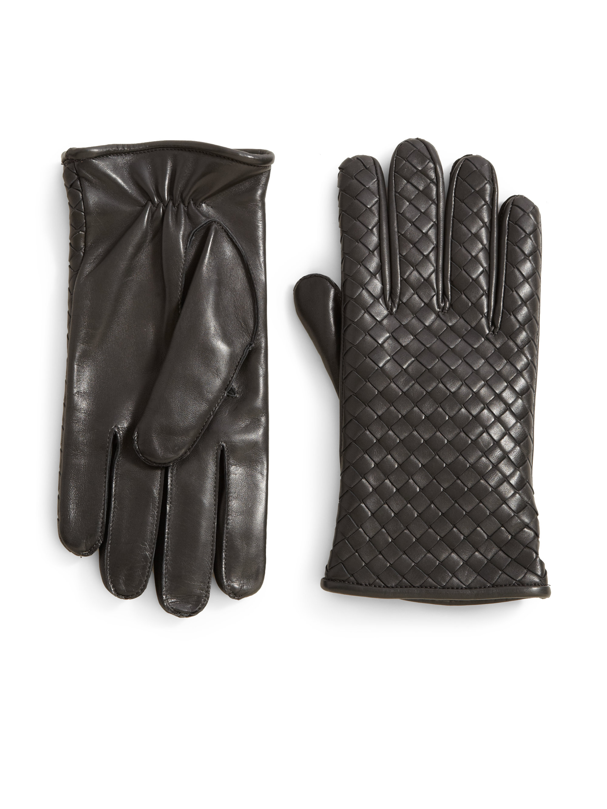 Lyst - Bottega Veneta Soft Nappa Leather Gloves in Gray for Men