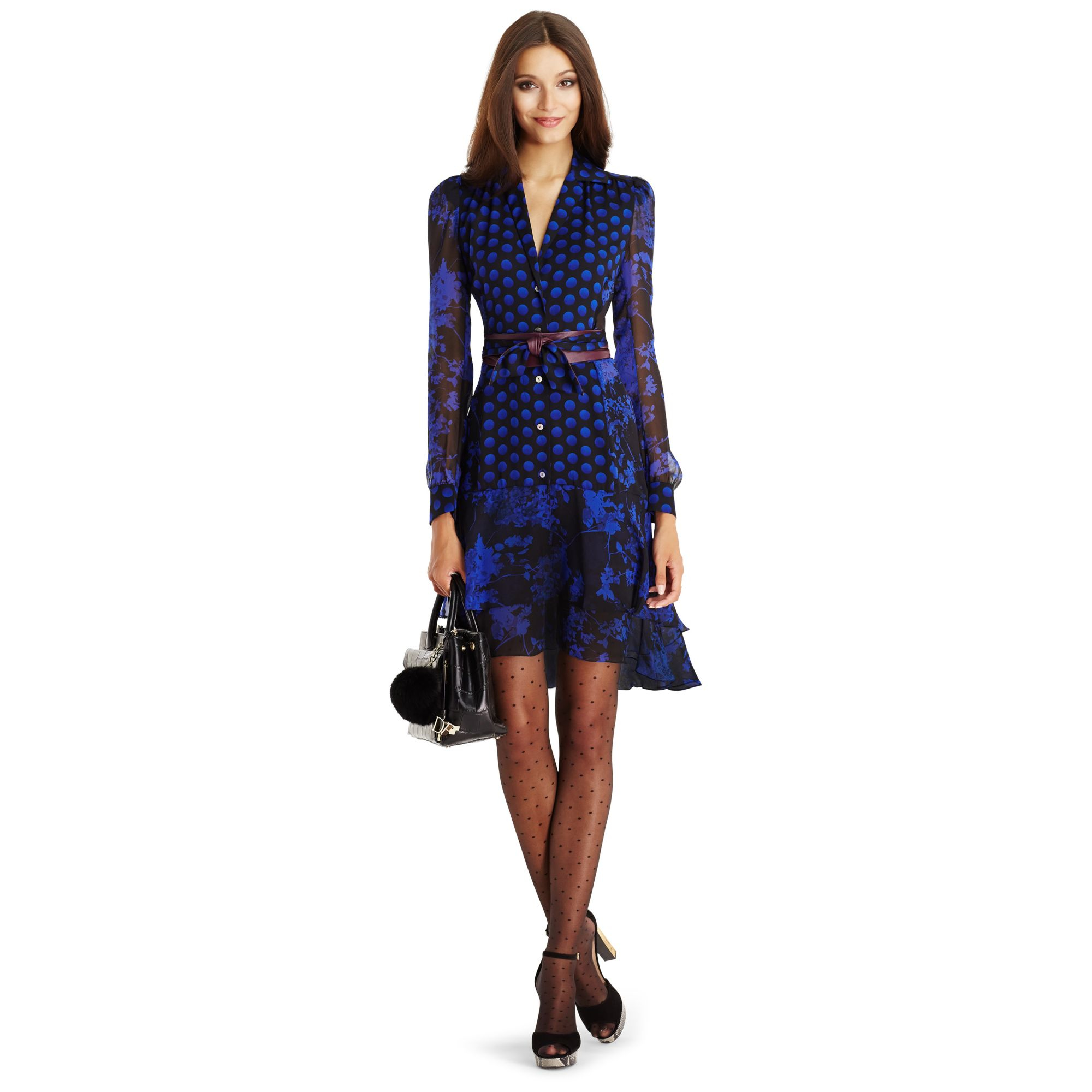 Lyst Diane Von Furstenberg Dvf Catherine Chiffon Shirt Dress In Blue Be Inspired