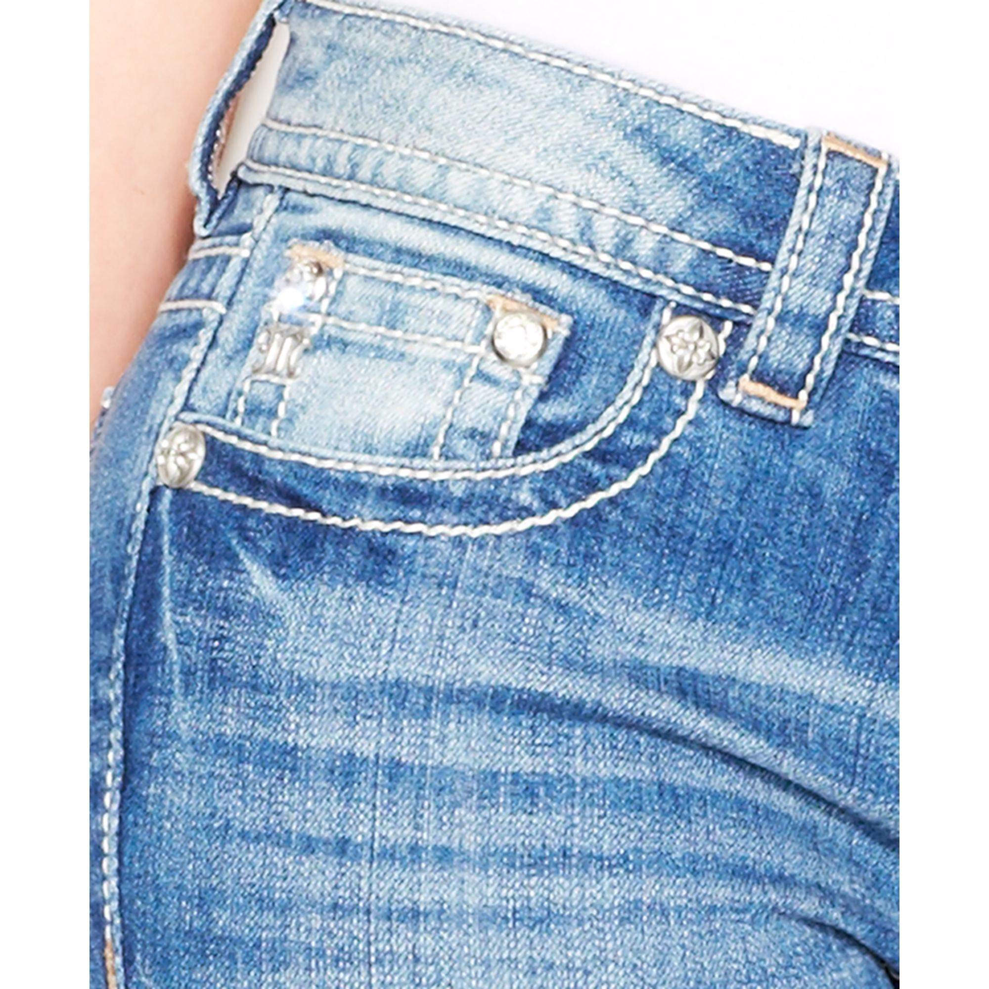 Lyst Miss Me Studded Horseshoe Straight Leg Jeans in Blue