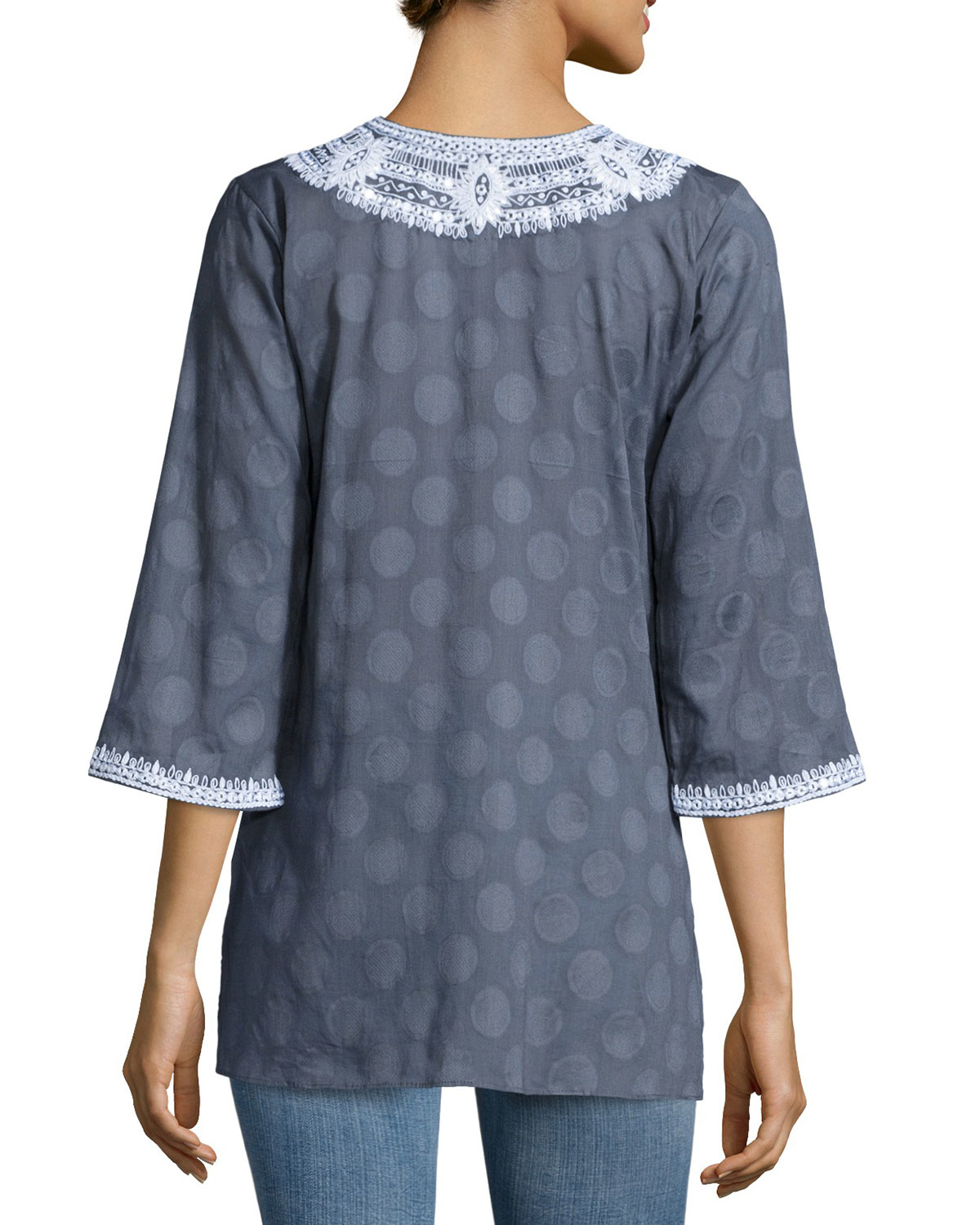 Sulu collection Aria Embroidered Cotton Tunic in Blue | Lyst