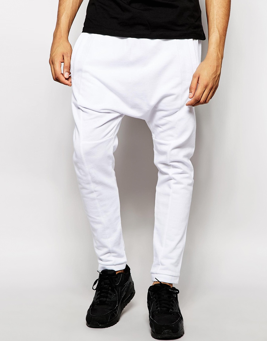 Lyst - Asos Drop Crotch Joggers in White for Men