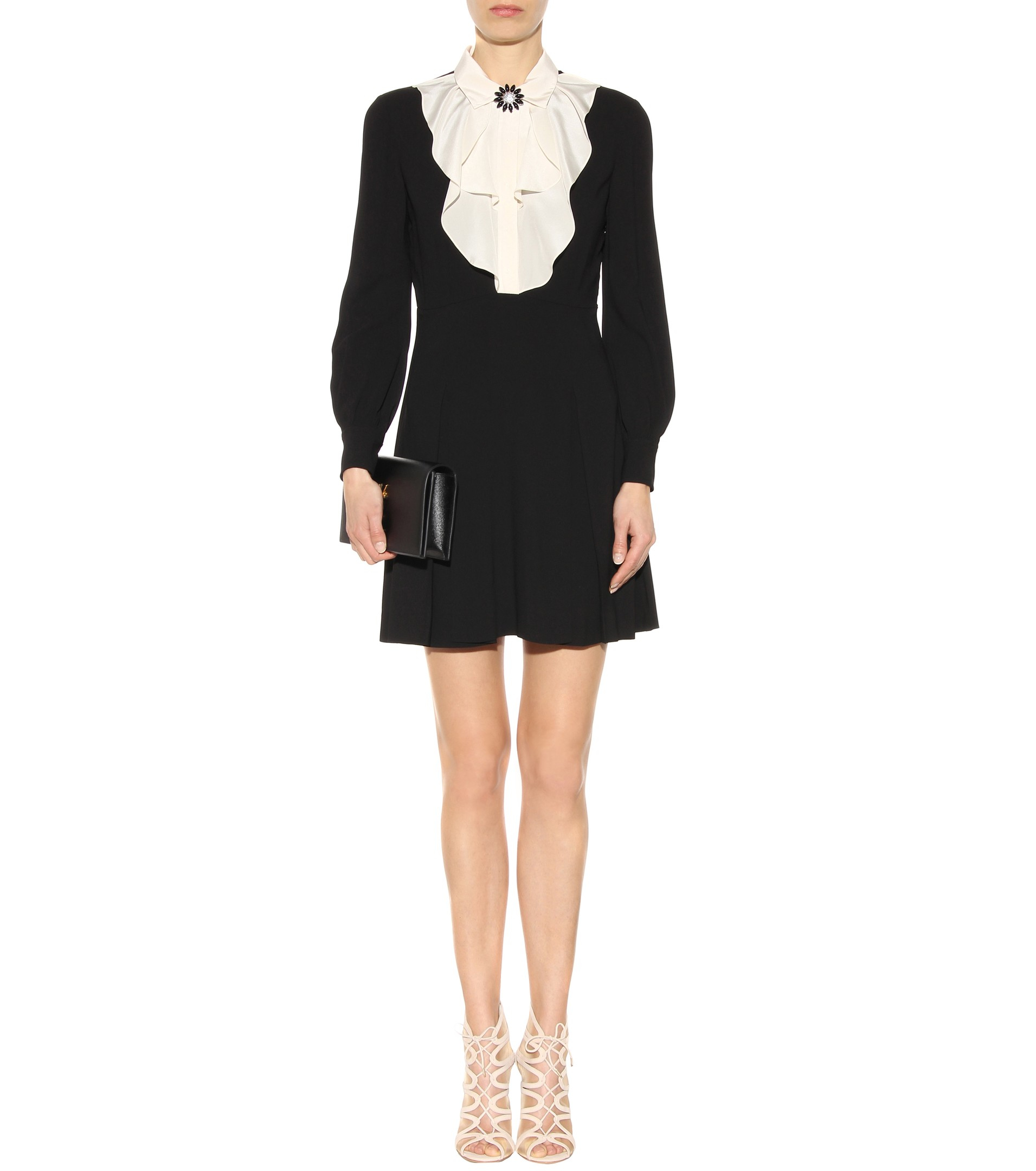 Lyst - Miu Miu Embellished Crêpe Dress in Black